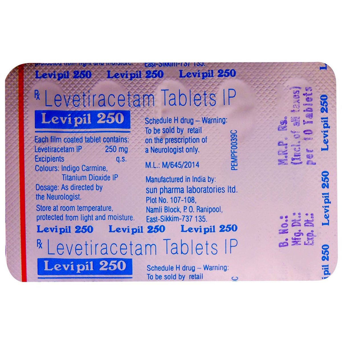 Levipil 250 Tablet 10's, Pack of 10 TABLETS Levipil 250 Tablet 10's, Pack of 10 TABLETS