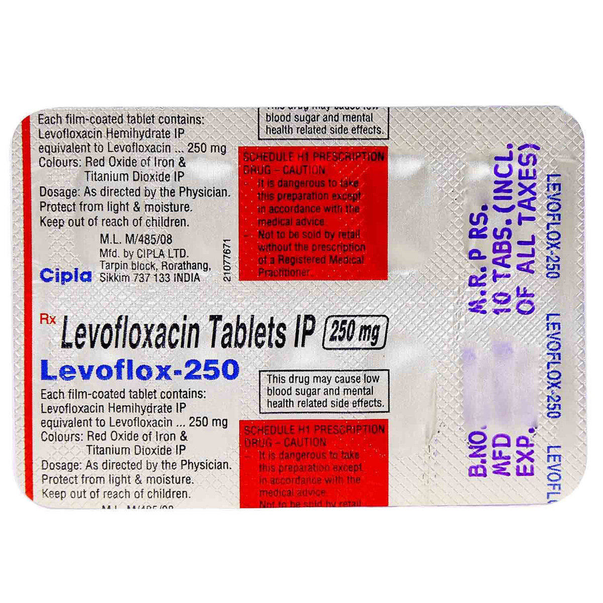 Levoflox 250 Tablet 10's, Pack of 10 TABLETS Levoflox 250 Tablet 10's, Pack of 10 TABLETS