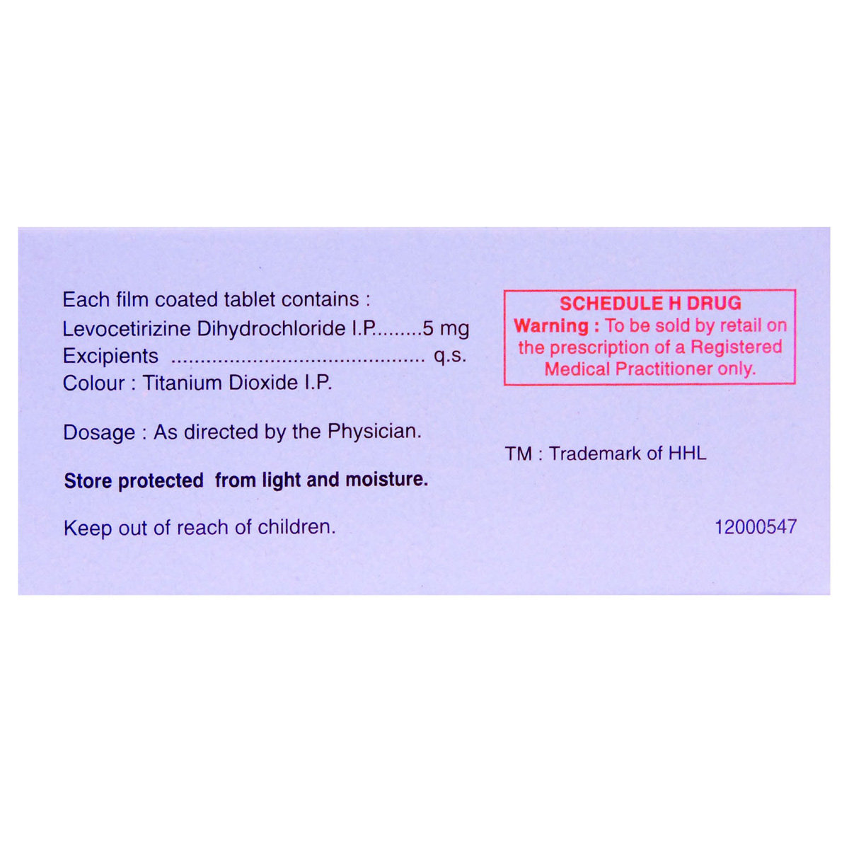 Levocet Tablet 10's, Pack of 10 TABLETS Levocet Tablet 10's, Pack of 10 TABLETS