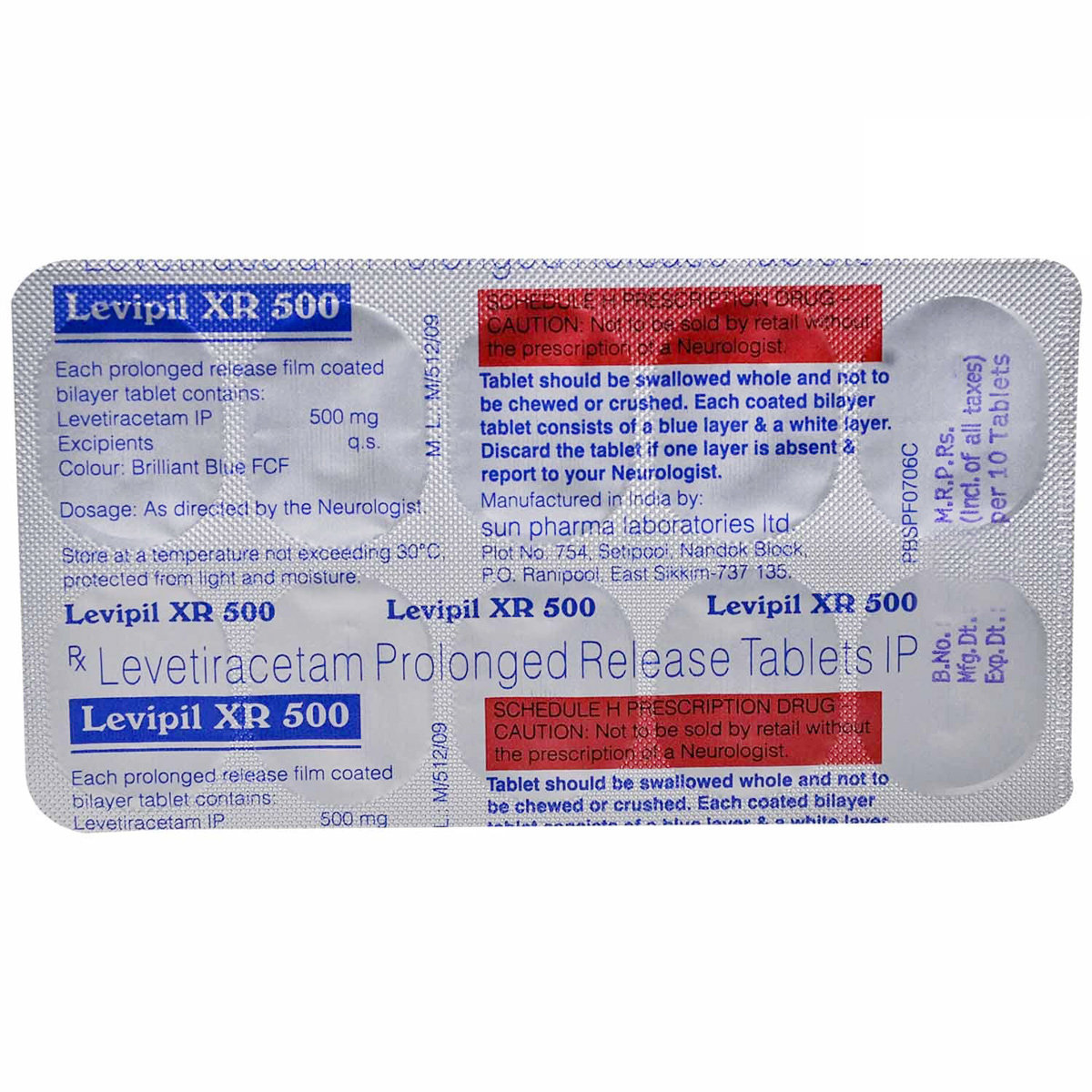 Levipil XR 500 Tablet 10's, Pack of 10 TABLETS Levipil XR 500 Tablet 10's, Pack of 10 TABLETS