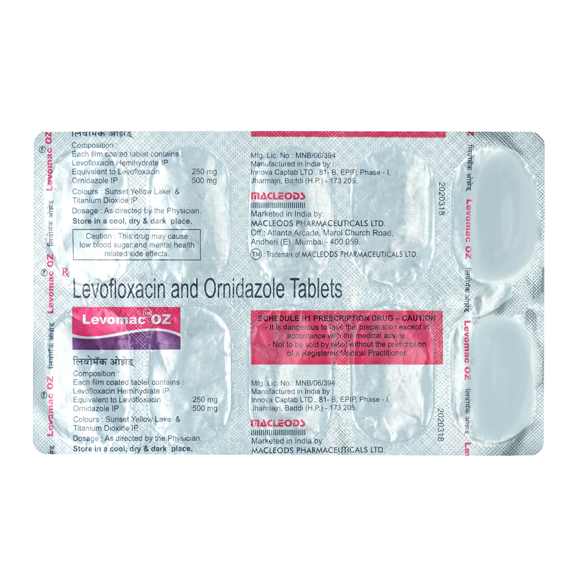 Levomac OZ Tablet 10's, Pack of 10 TabletS Levomac OZ Tablet 10's, Pack of 10 TabletS