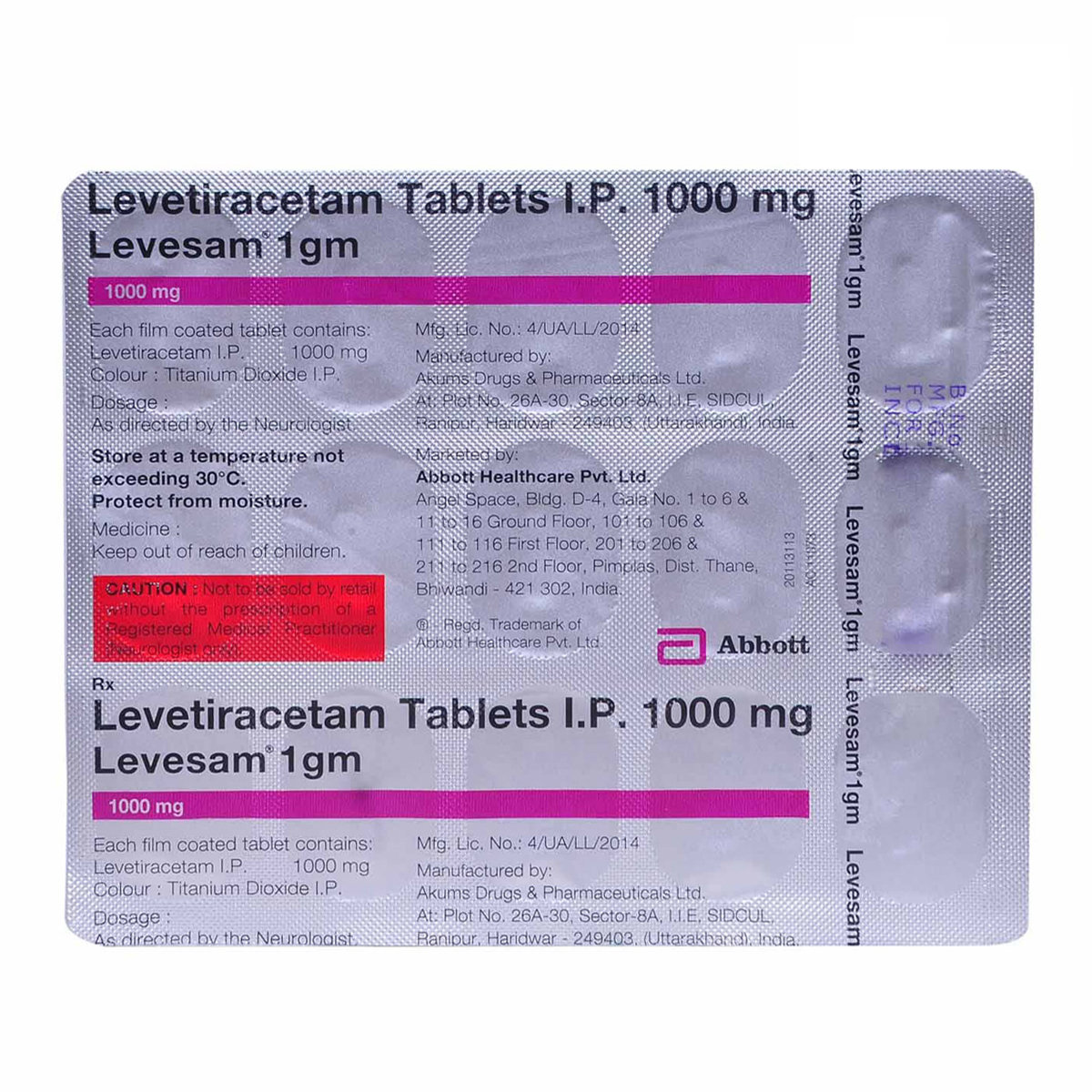 Levesam 1gm Tablet 15's, Pack of 15 TABLETS Levesam 1gm Tablet 15's, Pack of 15 TABLETS