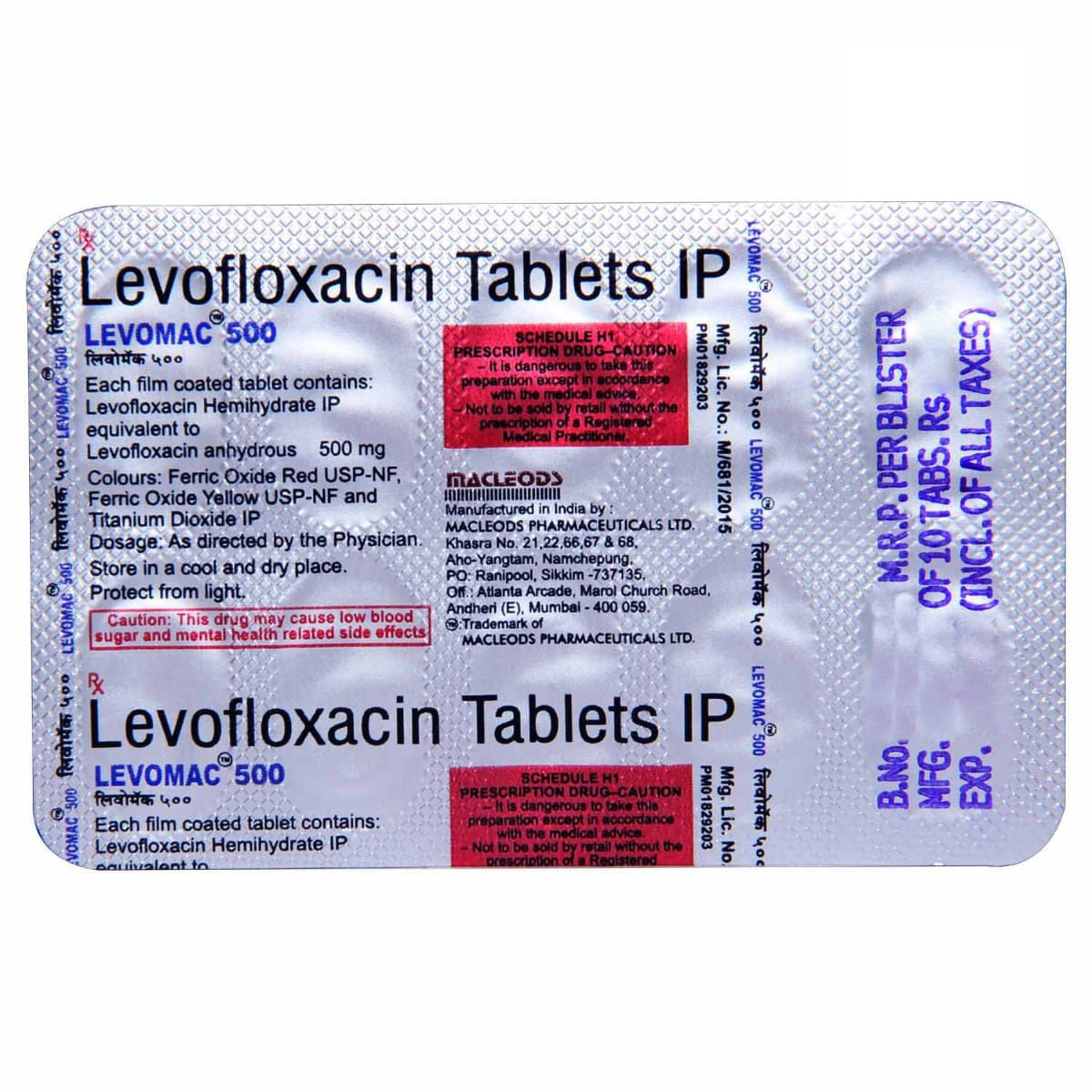 Levomac 500 Tablet 10's, Pack of 10 TABLETS Levomac 500 Tablet 10's, Pack of 10 TABLETS