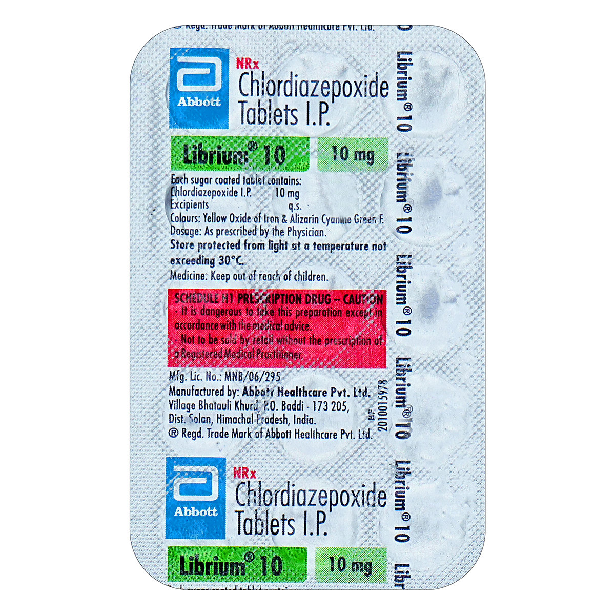 Librium 10 mg Tablet 15's, Pack of 15 TabletS Librium 10 mg Tablet 15's, Pack of 15 TabletS