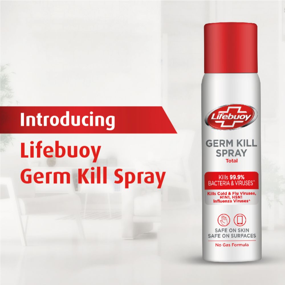 Lifebuoy Total Germ Kill Spray 75 ml | Kills 99.9% Bacteria & Viruses | Safe On Skin & Surfaces, Pack of 1 Lifebuoy Total Germ Kill Spray 75 ml | Kills 99.9% Bacteria & Viruses | Safe On Skin & Surfaces, Pack of 1