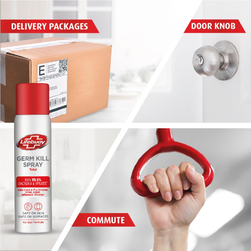 Lifebuoy Total Germ Kill Spray 75 ml | Kills 99.9% Bacteria & Viruses | Safe On Skin & Surfaces, Pack of 1 Lifebuoy Total Germ Kill Spray 75 ml | Kills 99.9% Bacteria & Viruses | Safe On Skin & Surfaces, Pack of 1
