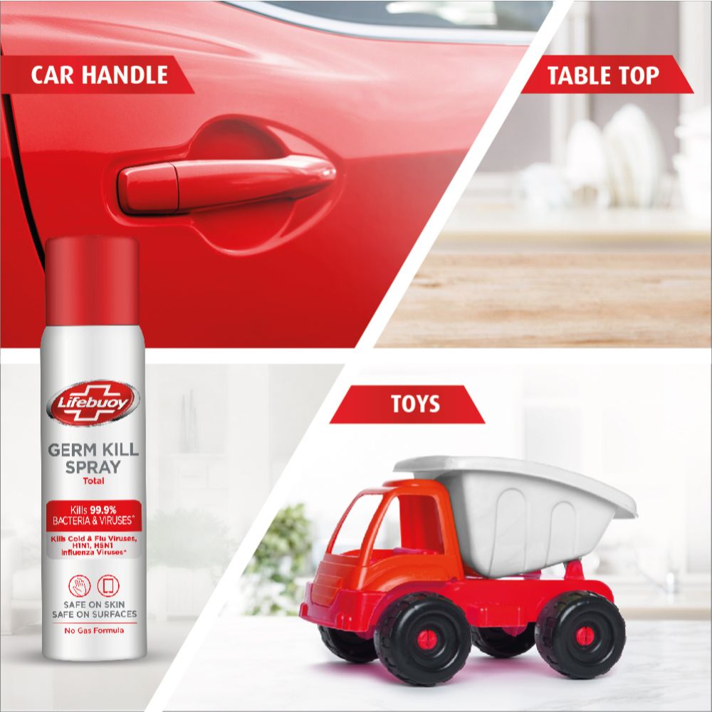 Lifebuoy Total Germ Kill Spray 75 ml | Kills 99.9% Bacteria & Viruses | Safe On Skin & Surfaces, Pack of 1 Lifebuoy Total Germ Kill Spray 75 ml | Kills 99.9% Bacteria & Viruses | Safe On Skin & Surfaces, Pack of 1