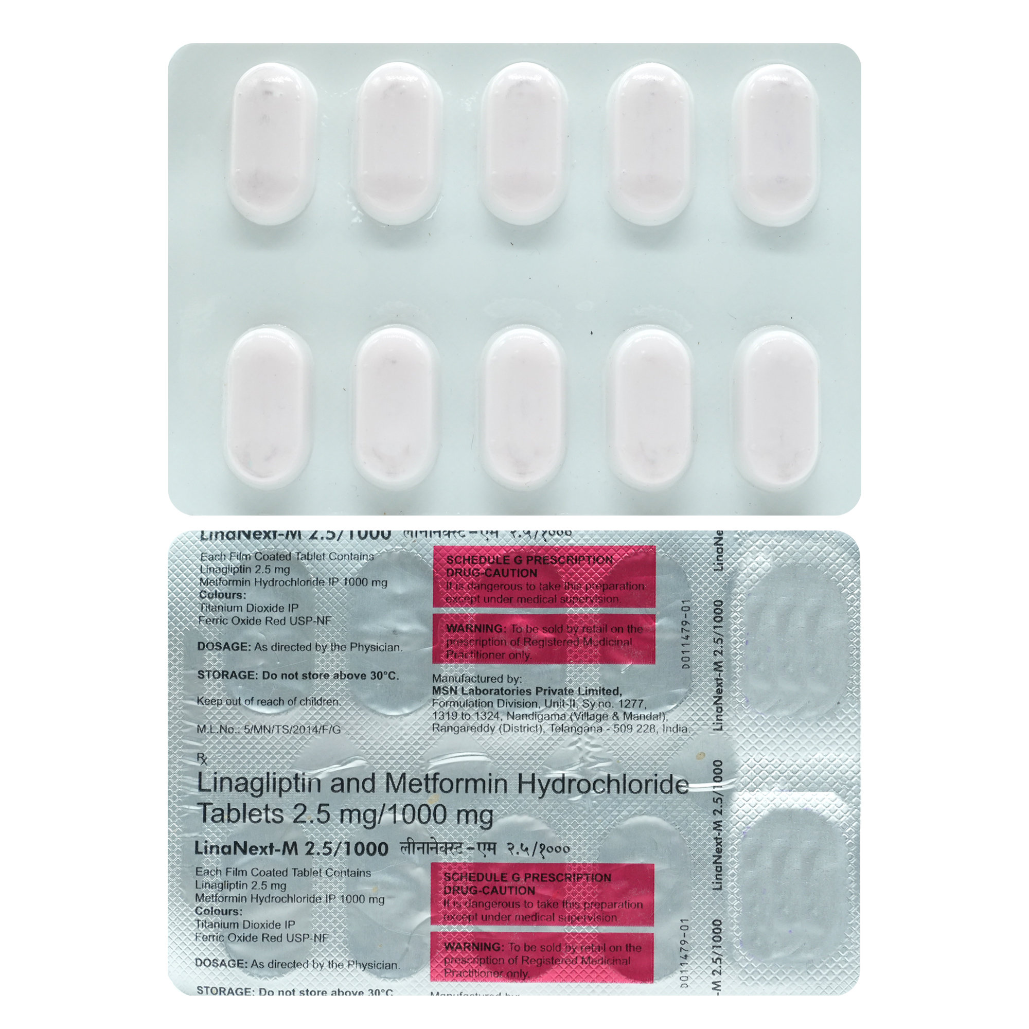 Linanext-M 2.5 mg/1000 mg Tablet 10's, Pack of 10 TabletS Linanext-M 2.5 mg/1000 mg Tablet 10's, Pack of 10 TabletS