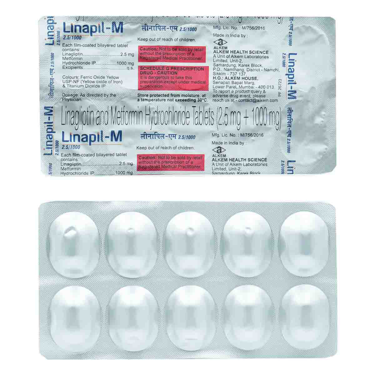 Linapil-M 2.5 mg/1000 mg Tablet 10's, Pack of 10 TabletS Linapil-M 2.5 mg/1000 mg Tablet 10's, Pack of 10 TabletS
