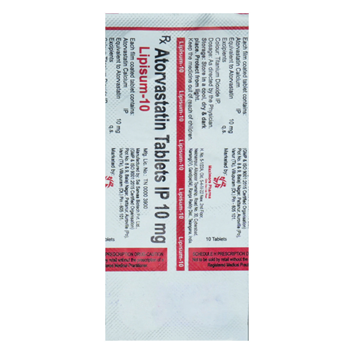 Lipisum-10 Tablet 10's, Pack of 10 TabletS Lipisum-10 Tablet 10's, Pack of 10 TabletS