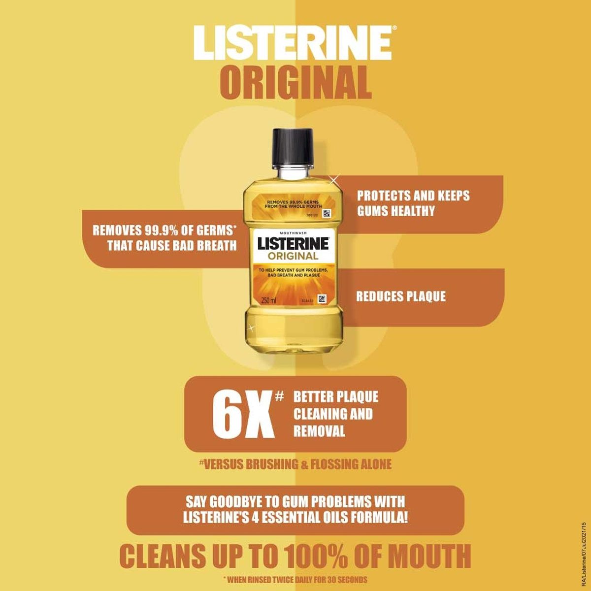Listerine Original Mouthwash, 250 ml, Pack of 1 Listerine Original Mouthwash, 250 ml, Pack of 1