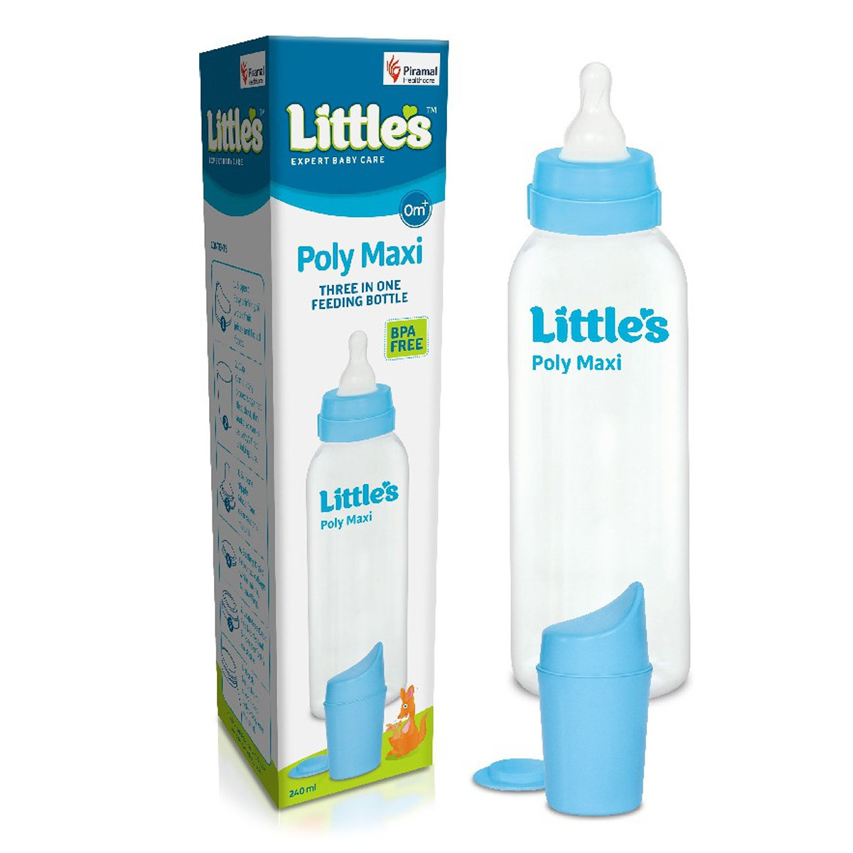 Little's Poly Maxi Blue Feeding Bottle, 240 ml, Pack of 1 Little's Poly Maxi Blue Feeding Bottle, 240 ml, Pack of 1