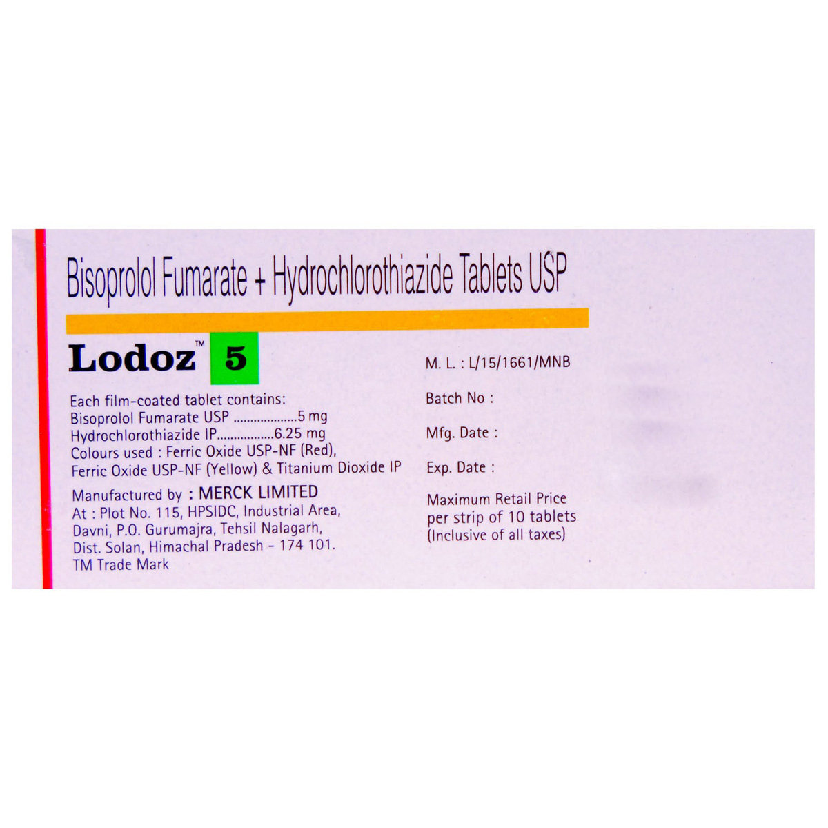 Lodoz 5 Tablet 10's, Pack of 10 TABLETS Lodoz 5 Tablet 10's, Pack of 10 TABLETS