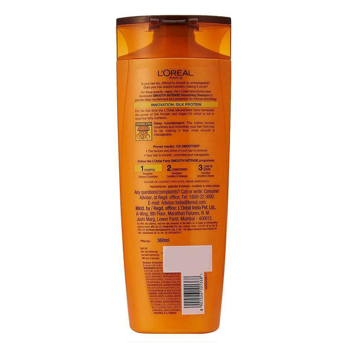 Loreal Paris Smooth Intense Shampoo, 360 ml, Pack of 1 Loreal Paris Smooth Intense Shampoo, 360 ml, Pack of 1