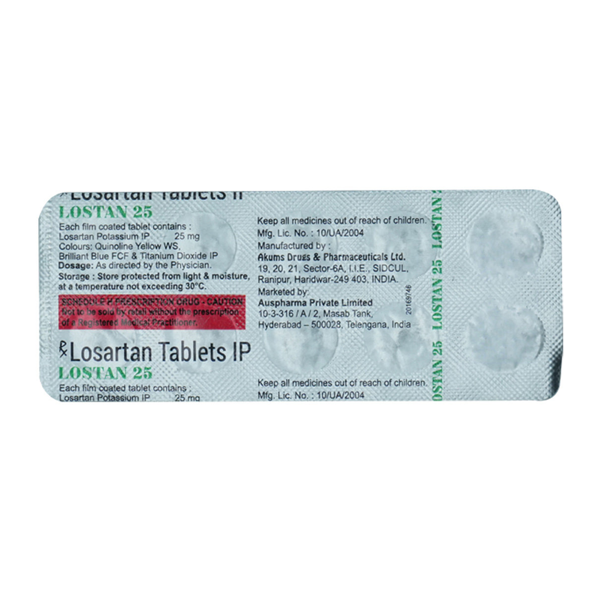 Lostan 25 Tablet 10's, Pack of 10 TABLETS Lostan 25 Tablet 10's, Pack of 10 TABLETS
