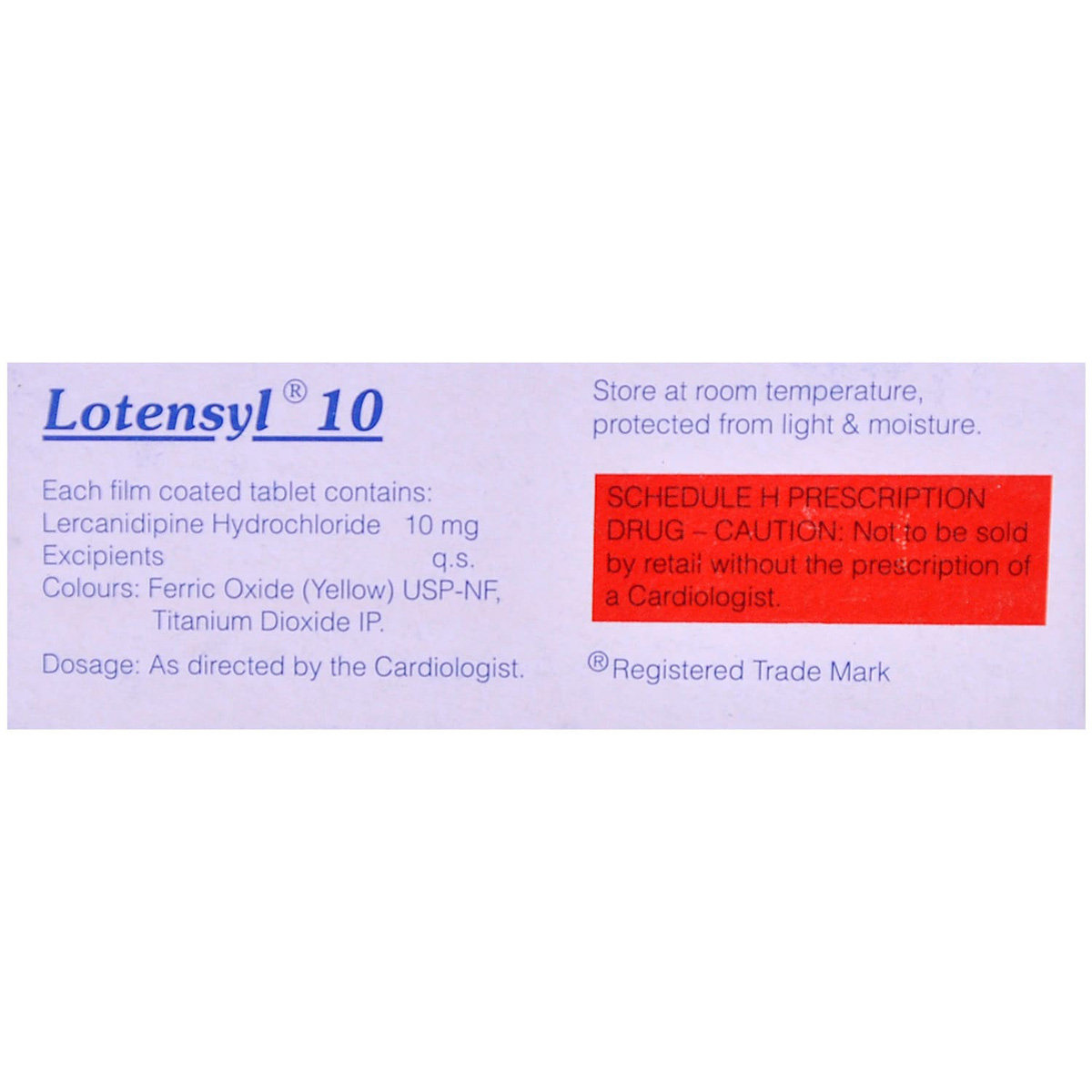 Lotensyl 10 Tablet 10's, Pack of 10 TABLETS Lotensyl 10 Tablet 10's, Pack of 10 TABLETS