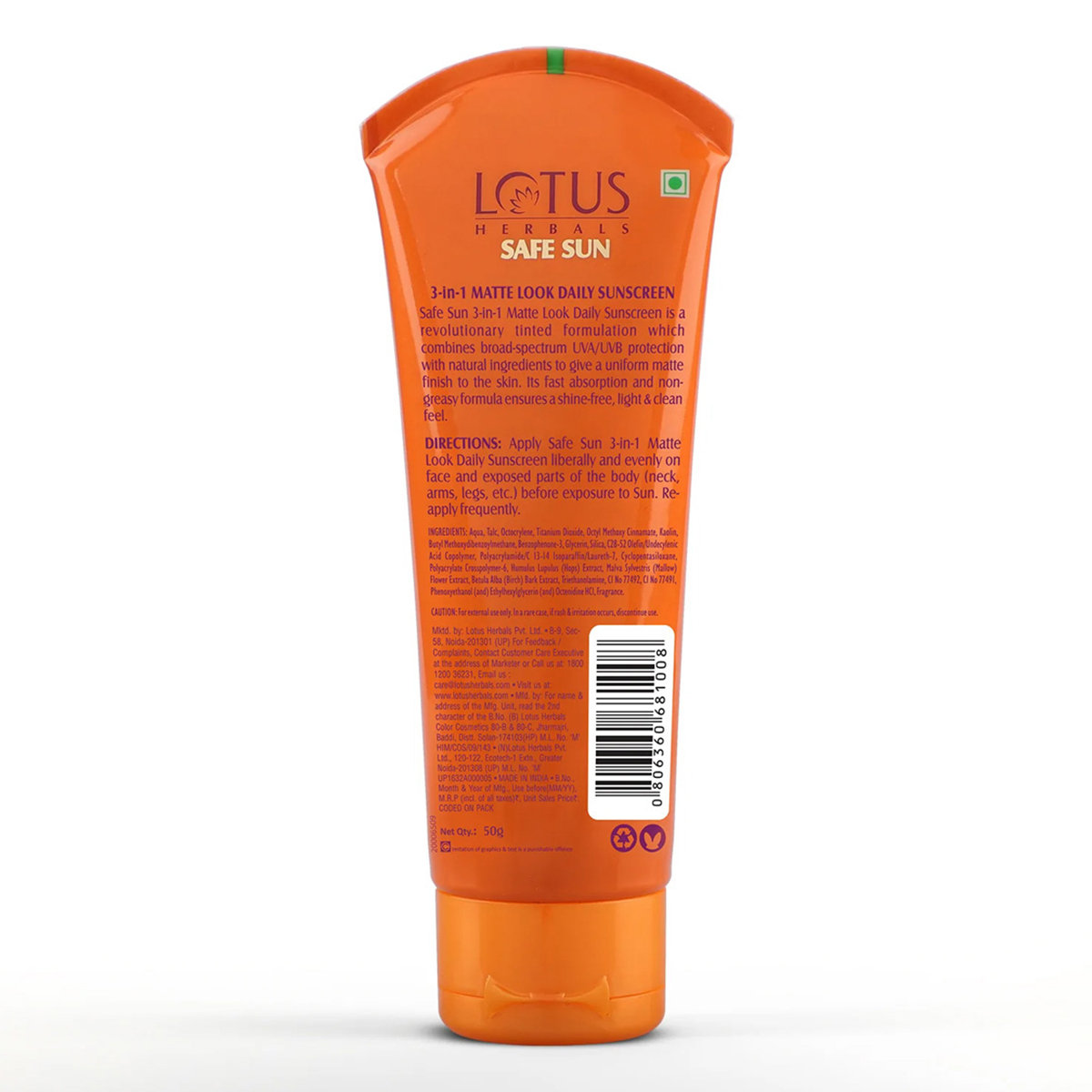 Lotus Herbals Safe Sun 3-In-1 Matte Look SPF 40 PA+++ Daily Sunscreen Cream, 50 gm, Pack of 1 Lotus Herbals Safe Sun 3-In-1 Matte Look SPF 40 PA+++ Daily Sunscreen Cream, 50 gm, Pack of 1