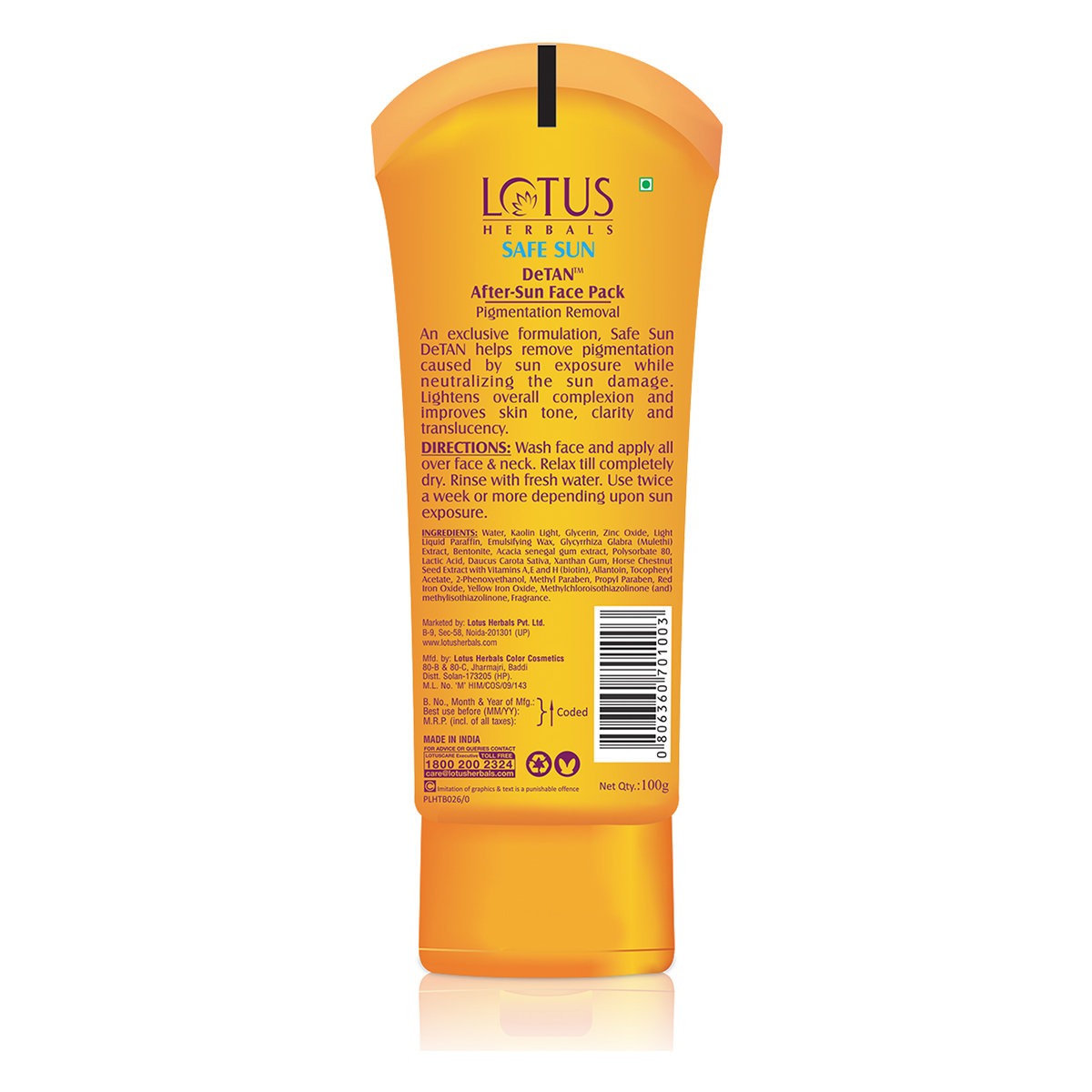 Lotus Herbals Safe Sun DeTan After-Sun Face Pack 100 gm | Removes Pigmenation | Neutralises Sun Damage | Gives Fair, Healthy Glowing Skin | For All Skin Type, Pack of 1 Lotus Herbals Safe Sun DeTan After-Sun Face Pack 100 gm | Removes Pigmenation | Neutralises Sun Damage | Gives Fair, Healthy Glowing Skin | For All Skin Type, Pack of 1