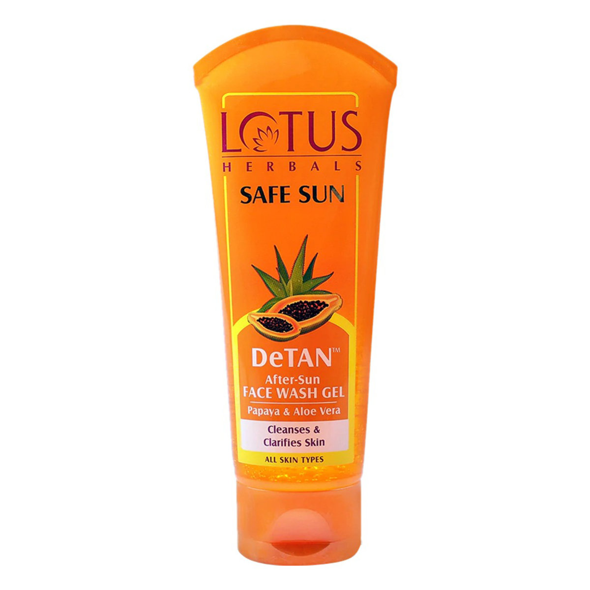 Lotus Herbals Safe Sun DeTan After-Sun Face Wash Gel 100 gm | Papaya & Aloe Vera | Cleanses & Clarifies Skin | Reduces Suntan | For All Skin Type, Pack of 1 Lotus Herbals Safe Sun DeTan After-Sun Face Wash Gel 100 gm | Papaya & Aloe Vera | Cleanses & Clarifies Skin | Reduces Suntan | For All Skin Type, Pack of 1