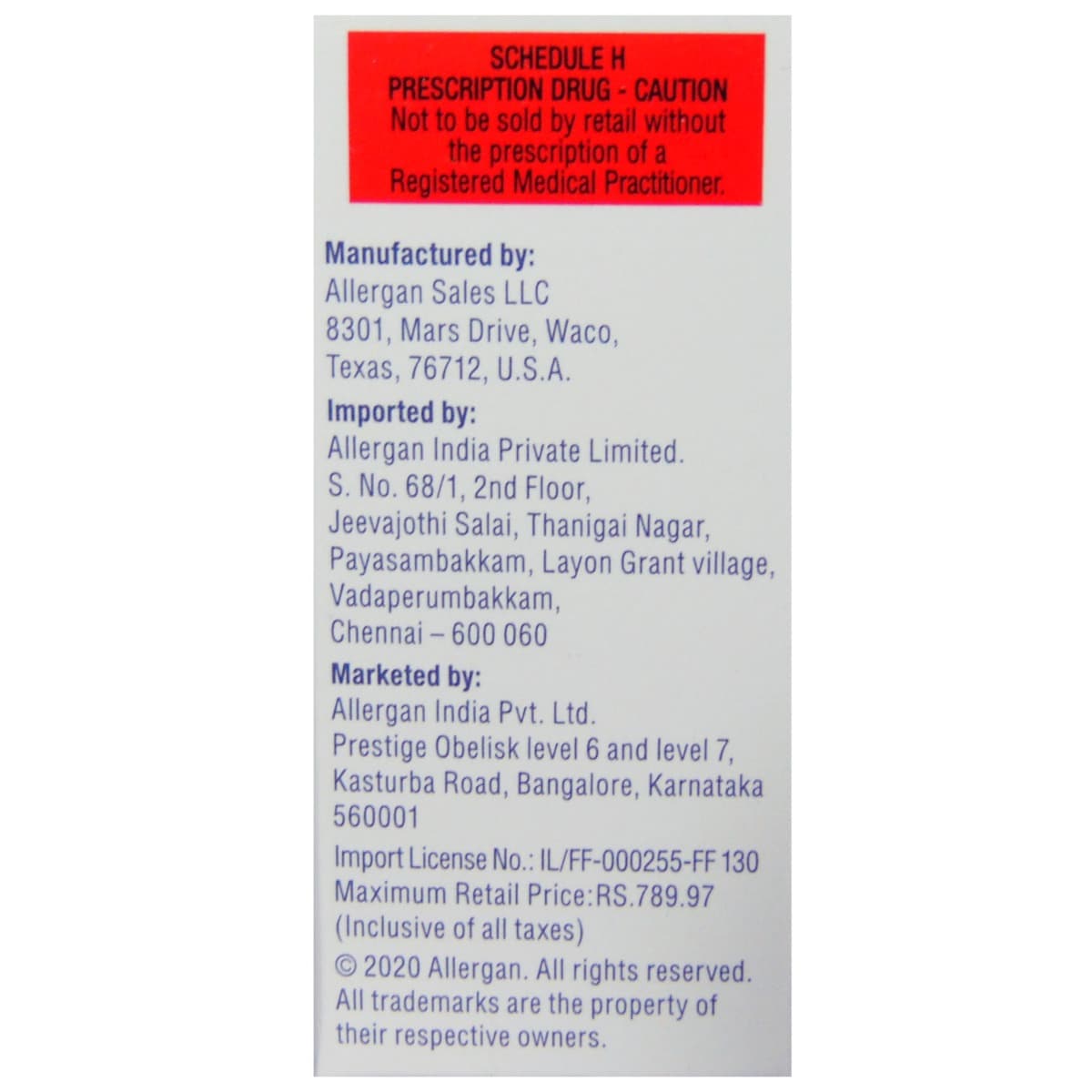 Lumigan Eye Drops 3 ml, Pack of 1 EYE DROPS Lumigan Eye Drops 3 ml, Pack of 1 EYE DROPS