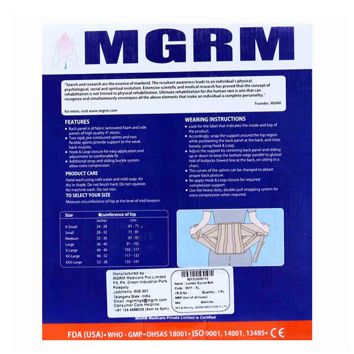 MGRM Lumbo Sucral Belt XL 0511, 1 Count, Pack of 1 MGRM Lumbo Sucral Belt XL 0511, 1 Count, Pack of 1