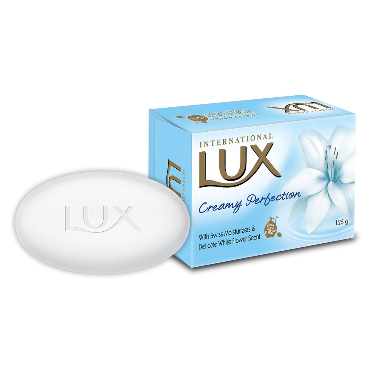LUX International Creamy Perfection Soap 125 gm | With Swiss Moisturizers And Delicate White Flower Scent | Gentle Cleanses & Moisturises | Gives Soft, Smooth Fragrant Skin | For All Skin Type, Pack of 1 LUX International Creamy Perfection Soap 125 gm | With Swiss Moisturizers And Delicate White Flower Scent | Gentle Cleanses & Moisturises | Gives Soft, Smooth Fragrant Skin | For All Skin Type, Pack of 1