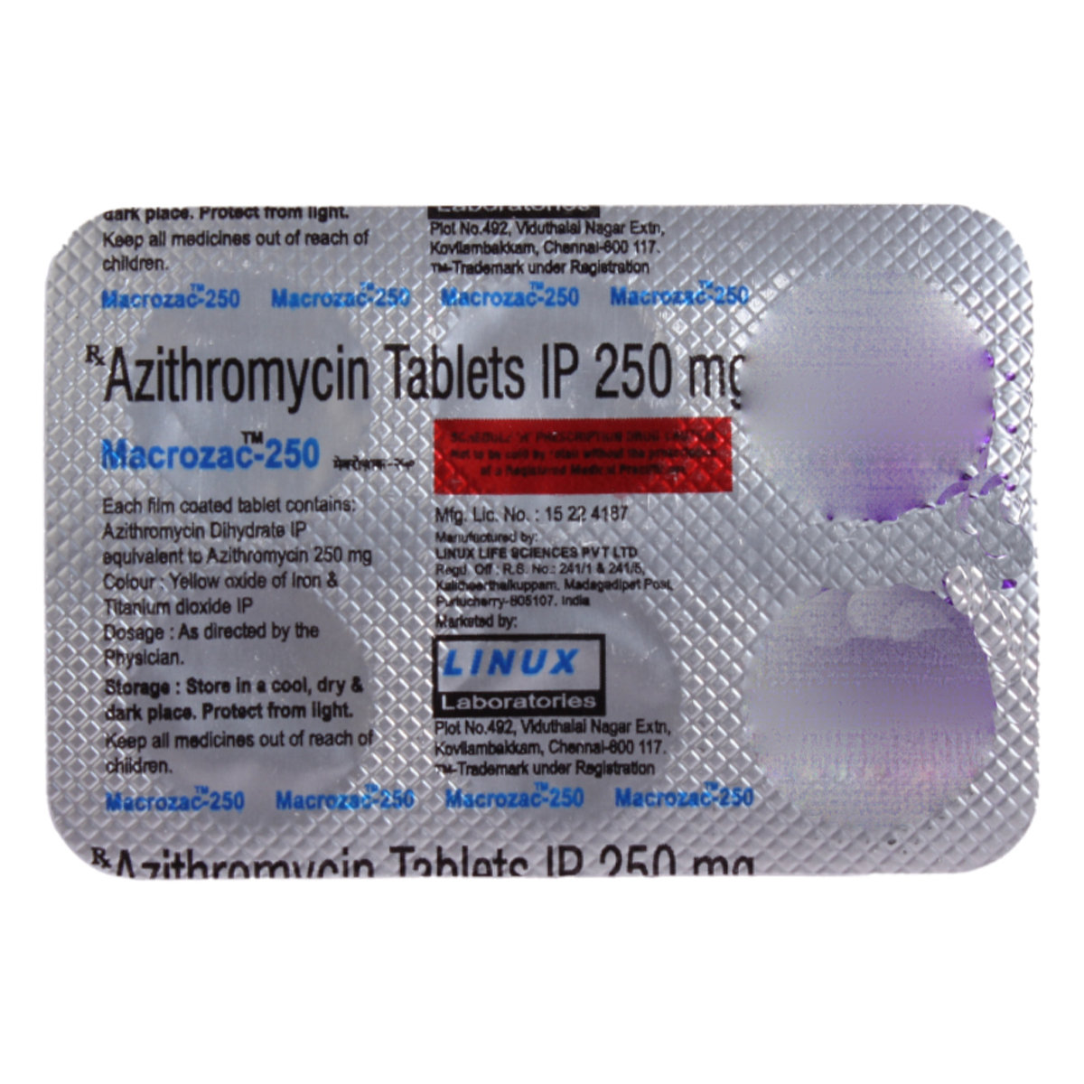 Macrozac 250 Tablet 6's, Pack of 6 TABLETS Macrozac 250 Tablet 6's, Pack of 6 TABLETS