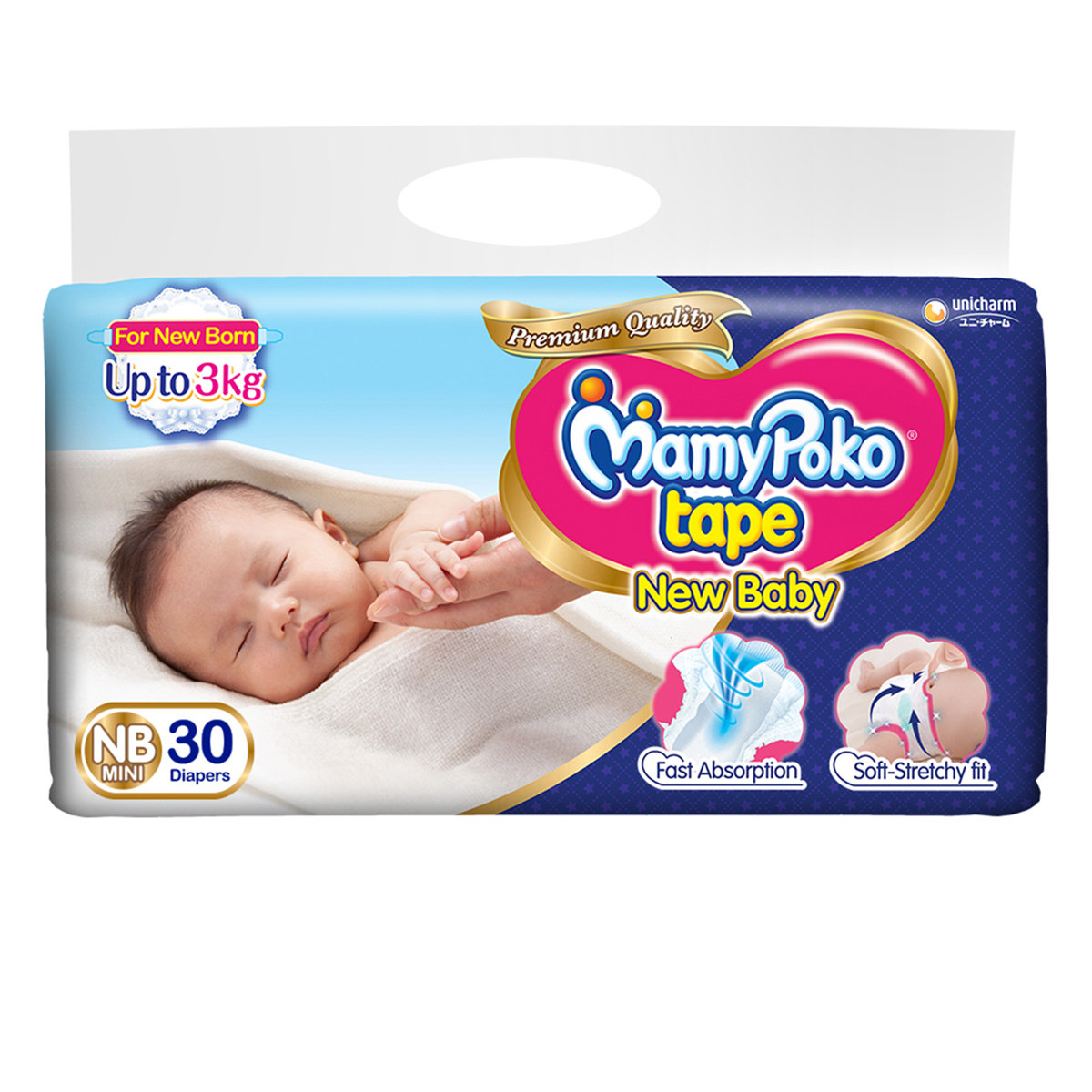 MamyPoko Tape Diapers New Born Mini, 30 Count, Pack of 1 MamyPoko Tape Diapers New Born Mini, 30 Count, Pack of 1