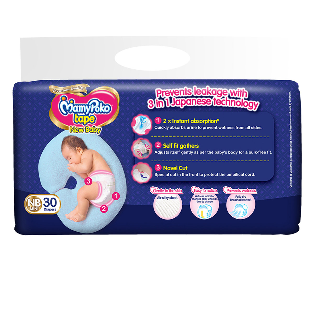 MamyPoko Tape Diapers New Born Mini, 30 Count, Pack of 1 MamyPoko Tape Diapers New Born Mini, 30 Count, Pack of 1