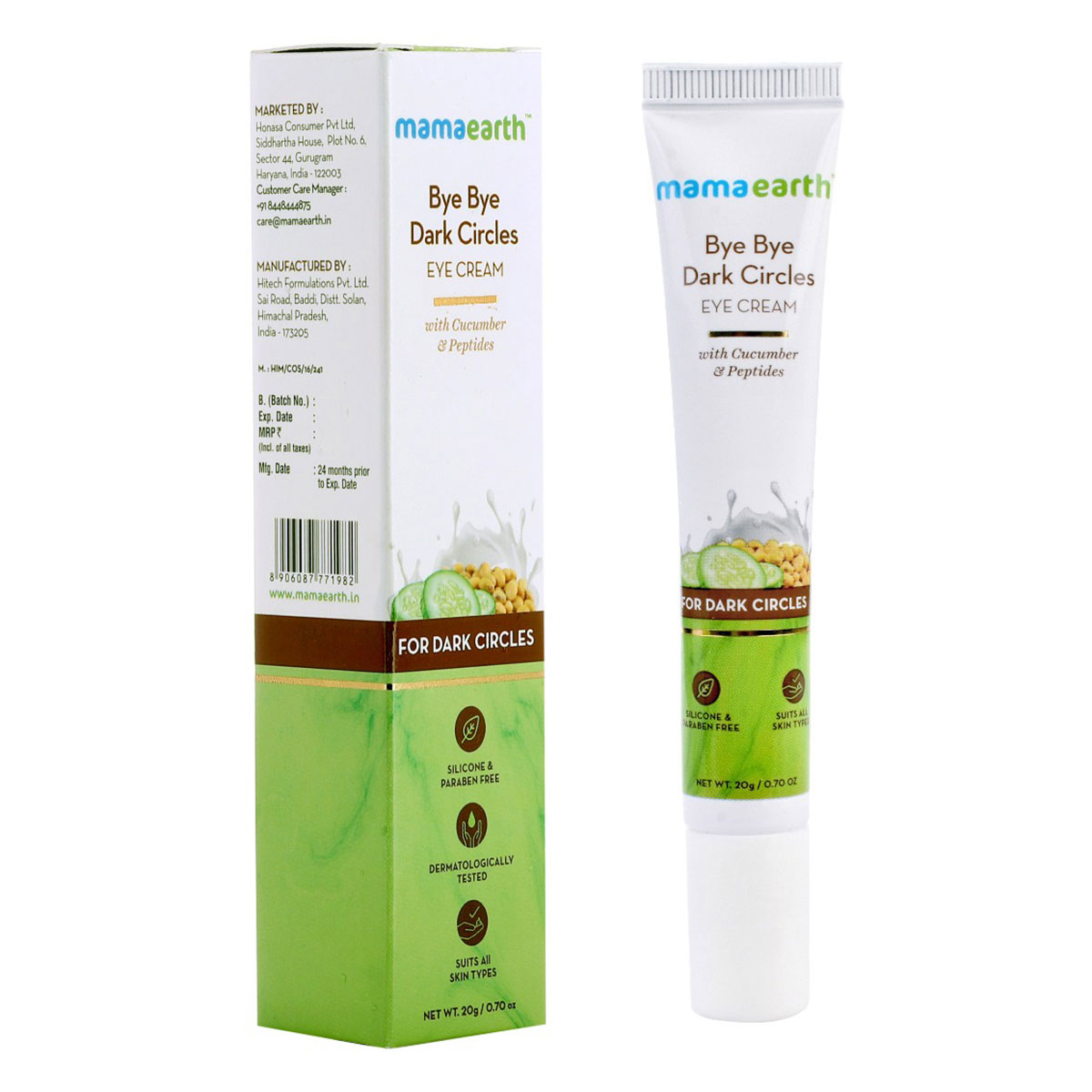 Mamaearth Bye Bye Dark Circles Eye Cream 20 gm | With Cucumber & Peptides | Reduces Dark Circles | Nourishes Under Eye Skin | For All Skin Type, Pack of 1 Mamaearth Bye Bye Dark Circles Eye Cream 20 gm | With Cucumber & Peptides | Reduces Dark Circles | Nourishes Under Eye Skin | For All Skin Type, Pack of 1