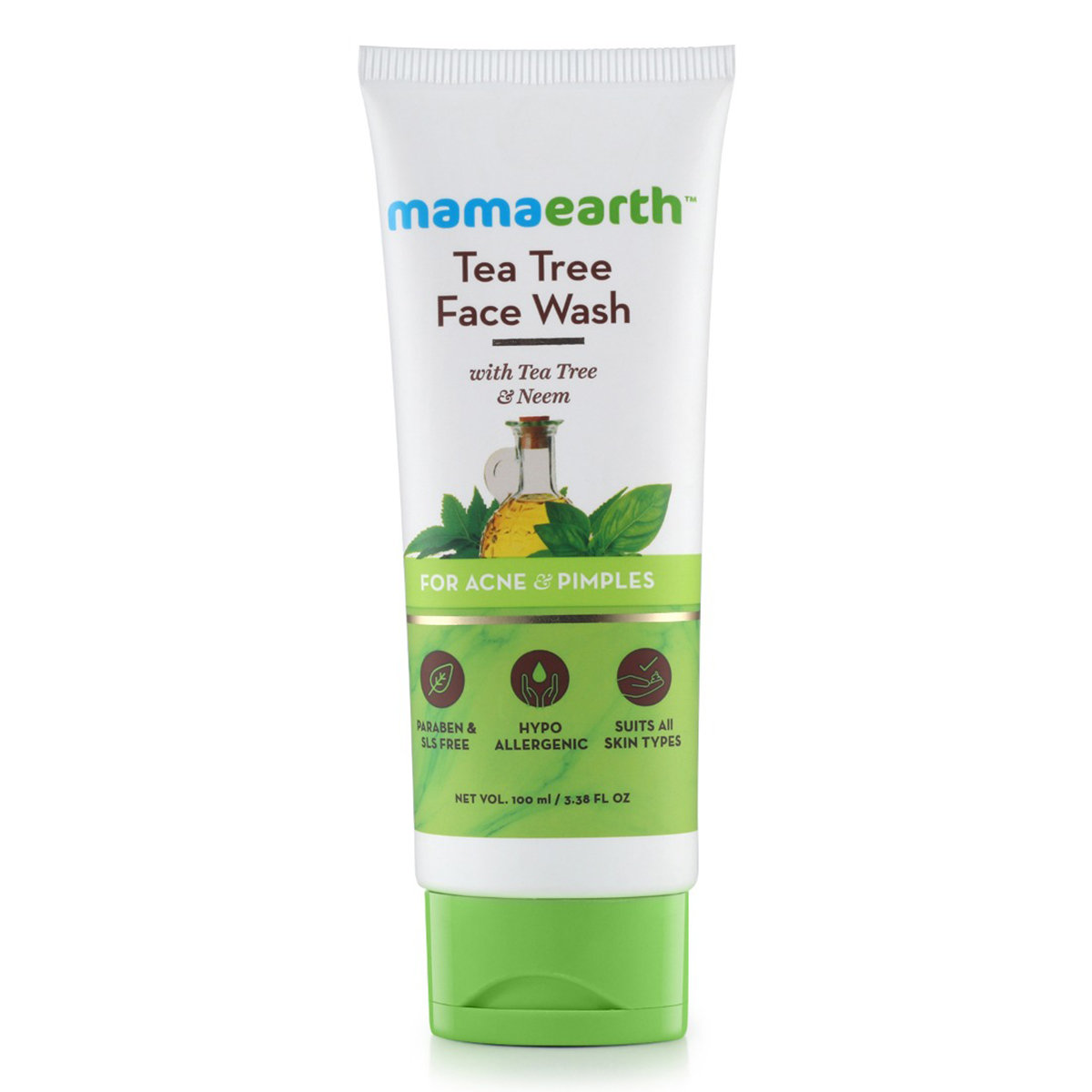 Mamaearth Tea Tree Face Wash 100 ml | With Tea Tree & Neem | For Acne & Pimple Control | Removes Excess Oil | For All Skin Type, Pack of 1 Mamaearth Tea Tree Face Wash 100 ml | With Tea Tree & Neem | For Acne & Pimple Control | Removes Excess Oil | For All Skin Type, Pack of 1