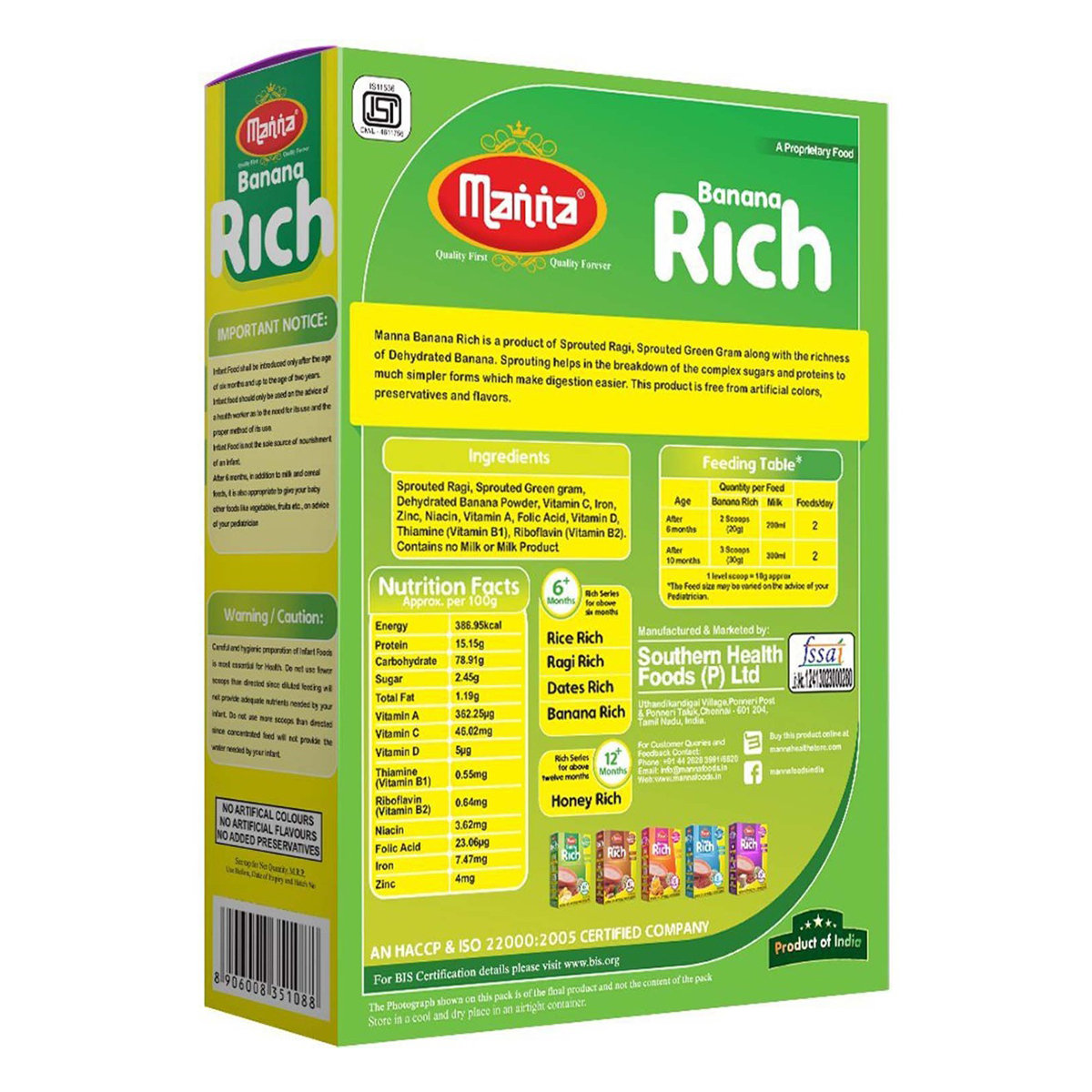 Manna Banana Rich Baby Cereal 6+Months, 200 gm Refill Pack, Pack of 1 Manna Banana Rich Baby Cereal 6+Months, 200 gm Refill Pack, Pack of 1