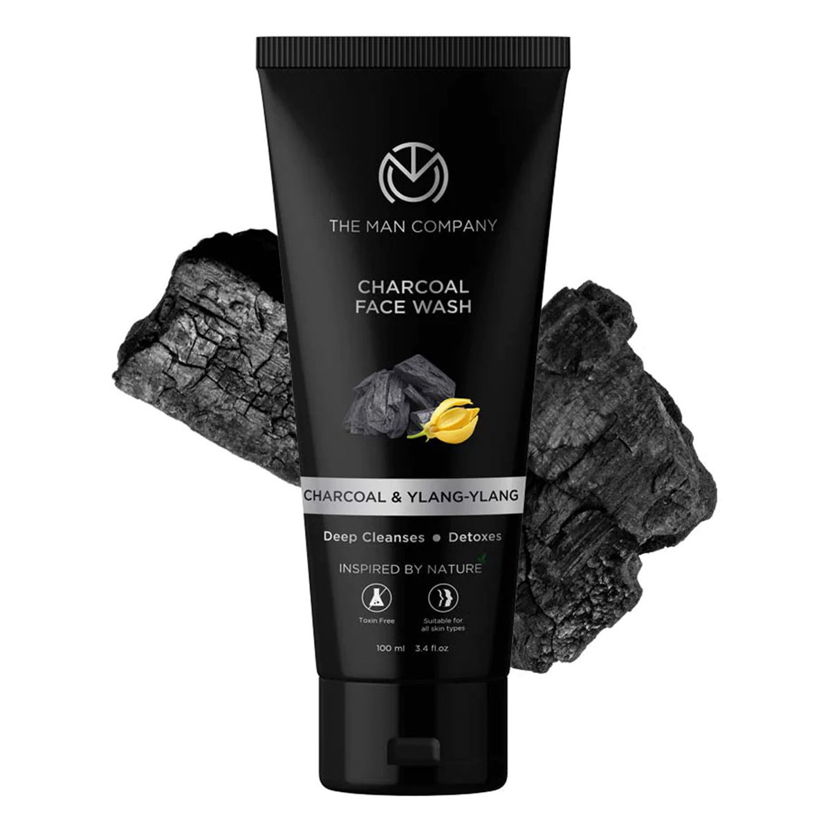 The Man Company Charcoal Face Wash 100 ml | Charcoal & Ylang-Ylang | Deep Cleanses & Detoxifies | Removes Acne and Blackheads | Unclogs Pores | For Men | For All Skin Type, Pack of 1 The Man Company Charcoal Face Wash 100 ml | Charcoal & Ylang-Ylang | Deep Cleanses & Detoxifies | Removes Acne and Blackheads | Unclogs Pores | For Men | For All Skin Type, Pack of 1