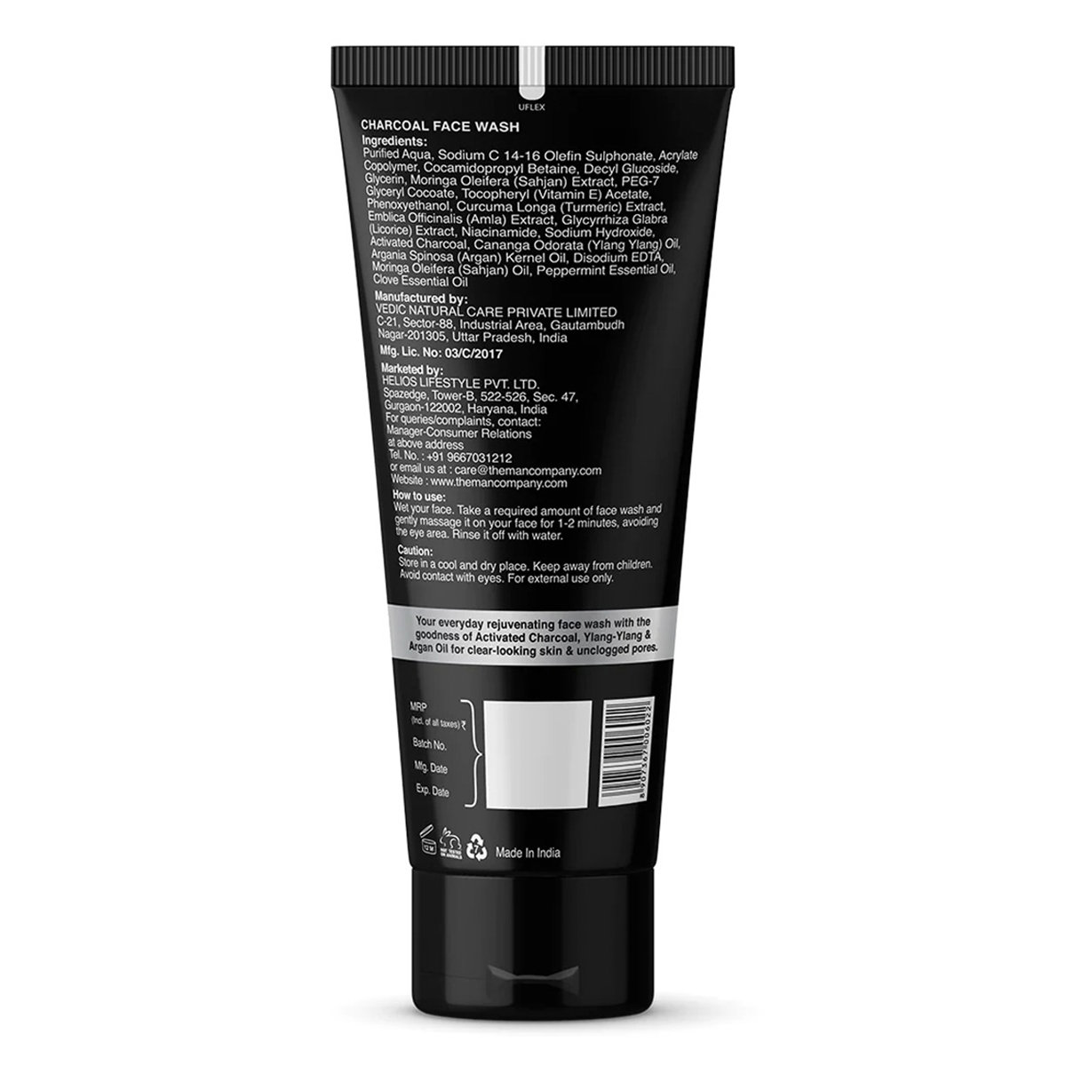 The Man Company Charcoal Face Wash 100 ml | Charcoal & Ylang-Ylang | Deep Cleanses & Detoxifies | Removes Acne and Blackheads | Unclogs Pores | For Men | For All Skin Type, Pack of 1 The Man Company Charcoal Face Wash 100 ml | Charcoal & Ylang-Ylang | Deep Cleanses & Detoxifies | Removes Acne and Blackheads | Unclogs Pores | For Men | For All Skin Type, Pack of 1