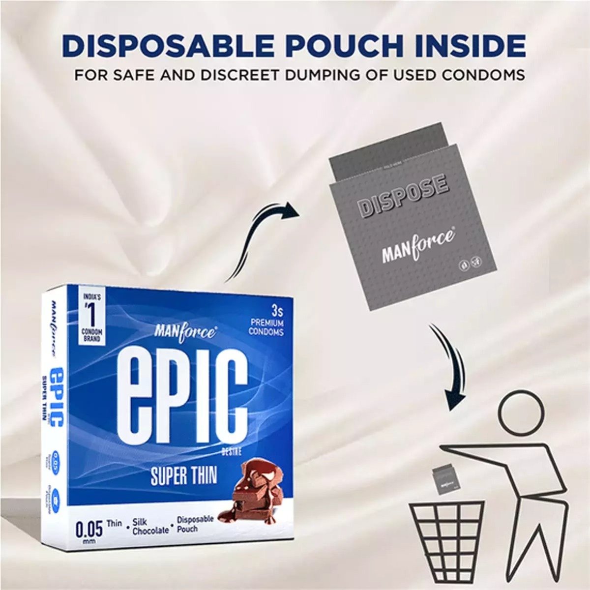 Manforce Epic Desire Super Thin Silk Chocolate Flavour Condoms, 3 Count, Pack of 1 Manforce Epic Desire Super Thin Silk Chocolate Flavour Condoms, 3 Count, Pack of 1