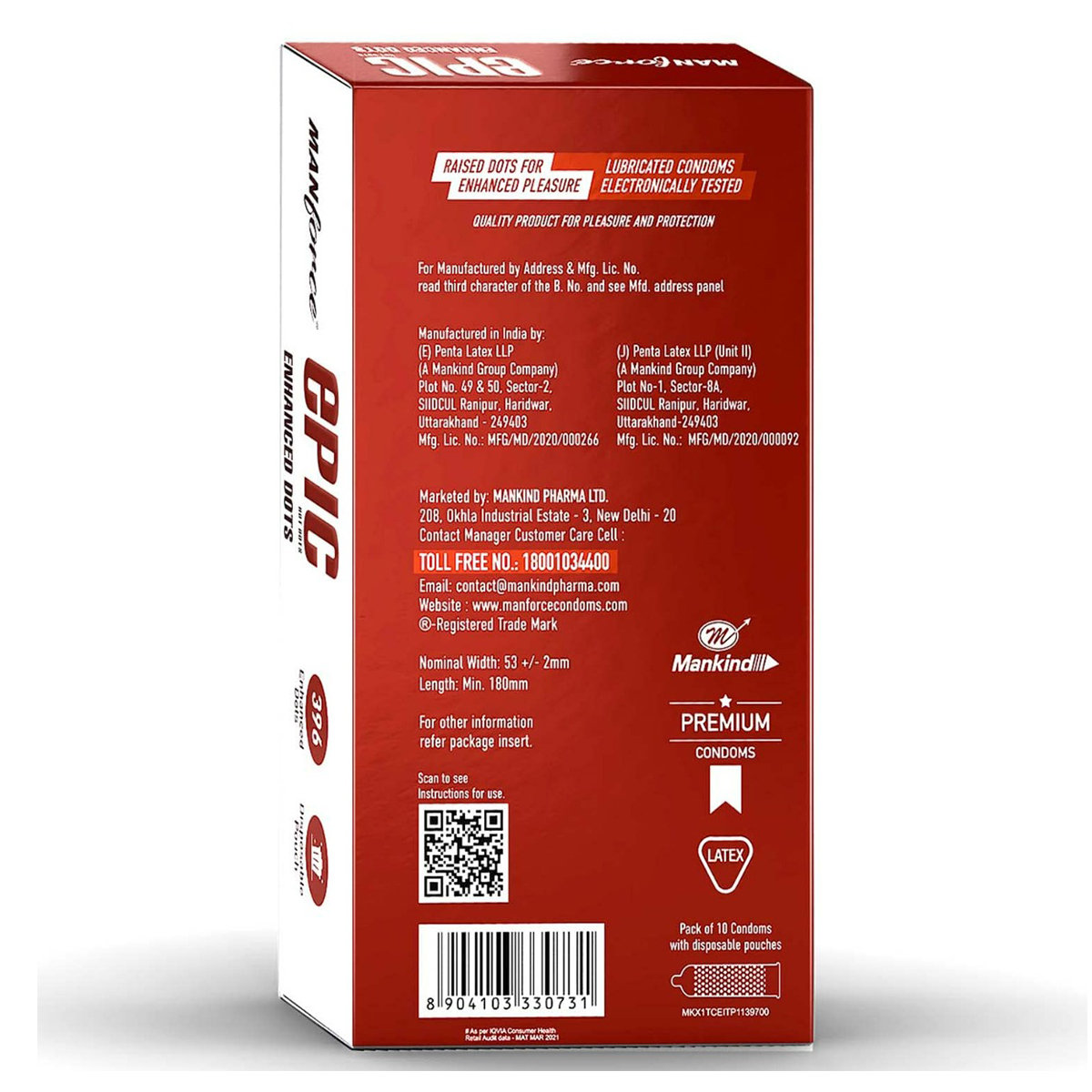 Manforce Epic Hot Dots Belgian Chocolate Flavour Premium Condoms, 10 Count, Pack of 1 Manforce Epic Hot Dots Belgian Chocolate Flavour Premium Condoms, 10 Count, Pack of 1