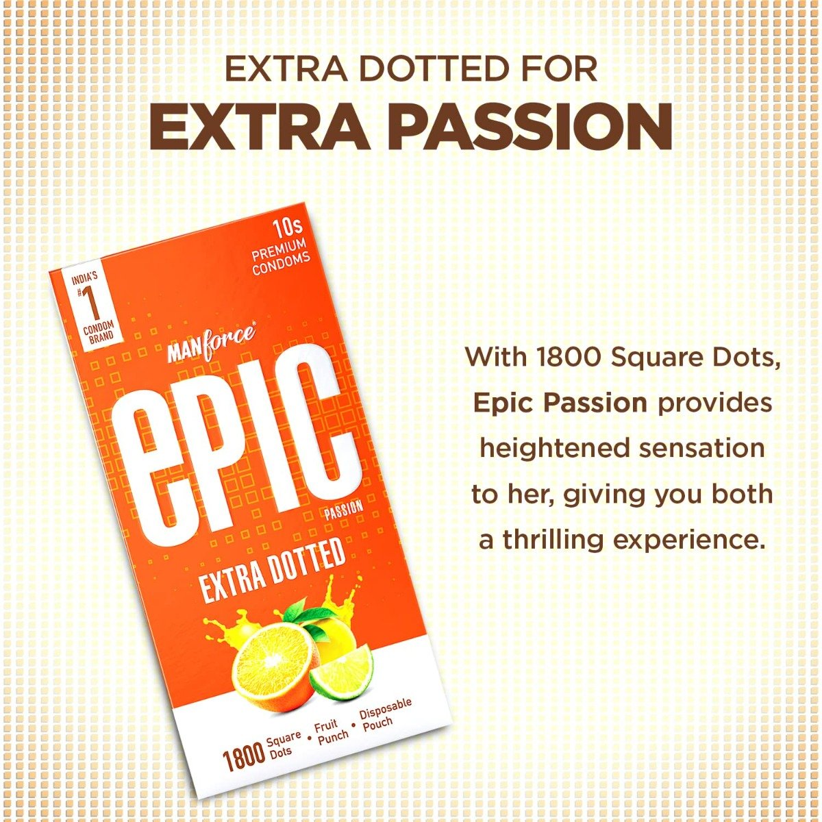 Manforce Epic Passion Extra Dotted Fruit Punch Flavour Premium Condoms, 10 Count, Pack of 1 Manforce Epic Passion Extra Dotted Fruit Punch Flavour Premium Condoms, 10 Count, Pack of 1