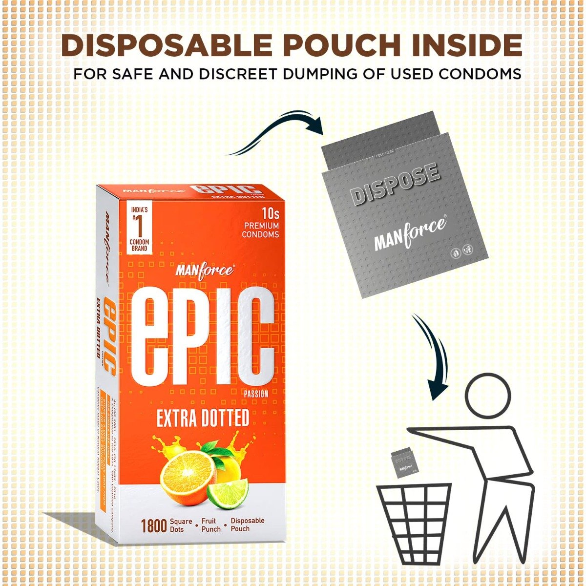 Manforce Epic Passion Extra Dotted Fruit Punch Flavour Premium Condoms, 10 Count, Pack of 1 Manforce Epic Passion Extra Dotted Fruit Punch Flavour Premium Condoms, 10 Count, Pack of 1