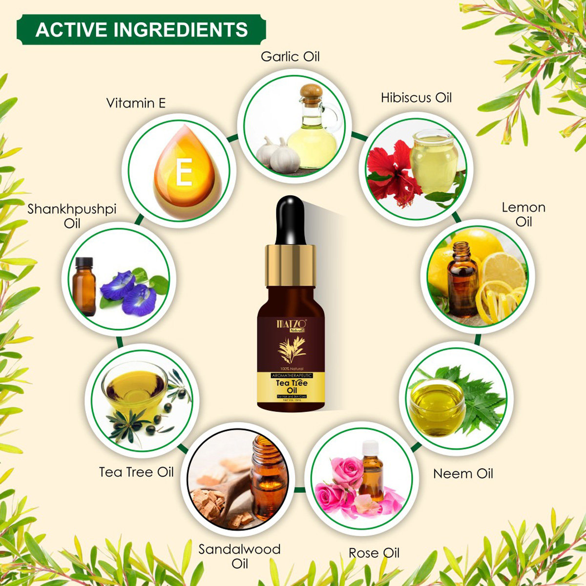 Matzo Aromatherapeutic Tea Tree Oil 15 ml | 100% Natural | For Men & Women, Pack of 1 Matzo Aromatherapeutic Tea Tree Oil 15 ml | 100% Natural | For Men & Women, Pack of 1