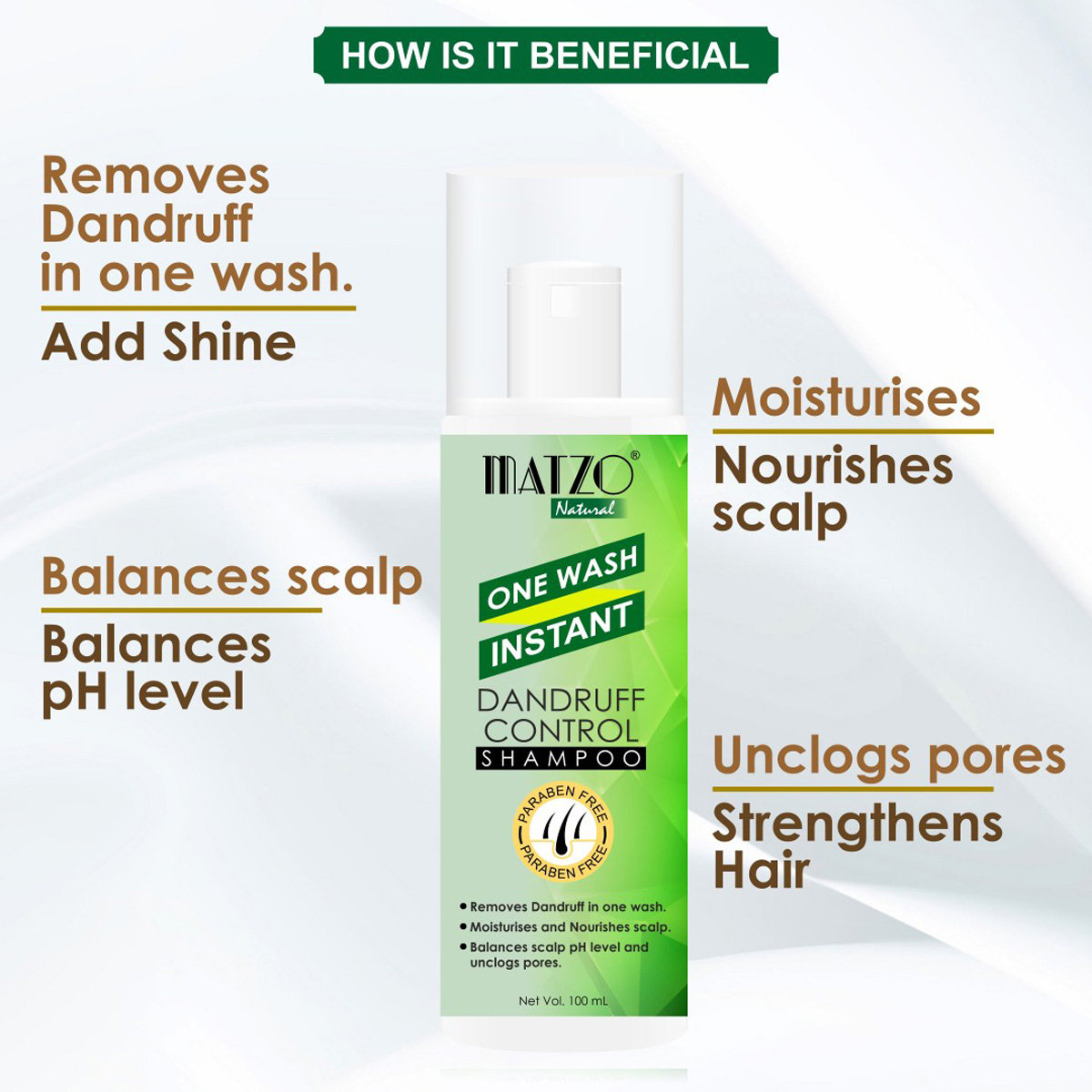 Matzo One Wash Instant Dandruff Shampoo, 100 ml, Pack of 1 Matzo One Wash Instant Dandruff Shampoo, 100 ml, Pack of 1