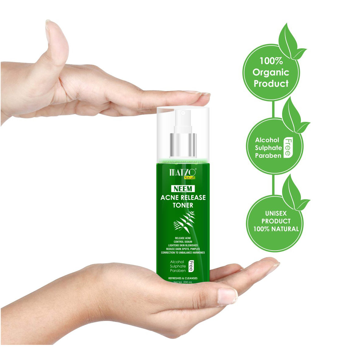 Matzo Neem Acne Release Toner 200 ml | Cleanses & Refreshes | Controls Excess Oil | Reduces Dark Spots, Pimples & Blemishes | 100% Natural | For Men & Women, Pack of 1 Matzo Neem Acne Release Toner 200 ml | Cleanses & Refreshes | Controls Excess Oil | Reduces Dark Spots, Pimples & Blemishes | 100% Natural | For Men & Women, Pack of 1