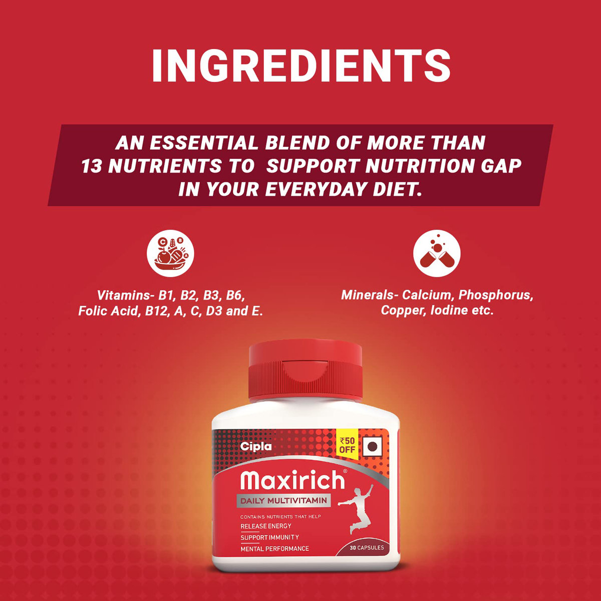 Maxirich Daily Multivitamin, 30 Capsules, Pack of 1 Maxirich Daily Multivitamin, 30 Capsules, Pack of 1