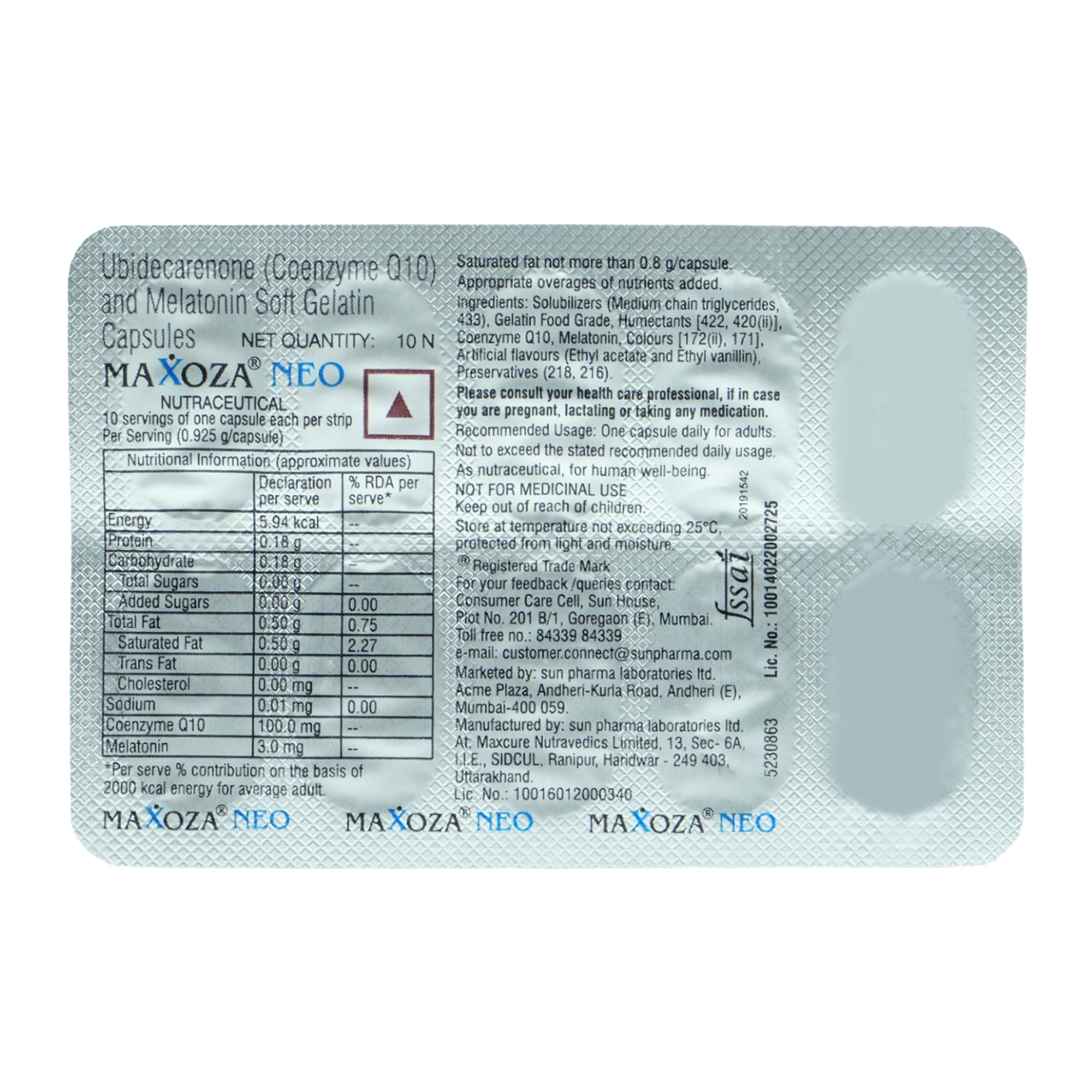Maxoza Neo Soft Gelatin Capsule 10's, Pack of 10 CAPSULES Maxoza Neo Soft Gelatin Capsule 10's, Pack of 10 CAPSULES