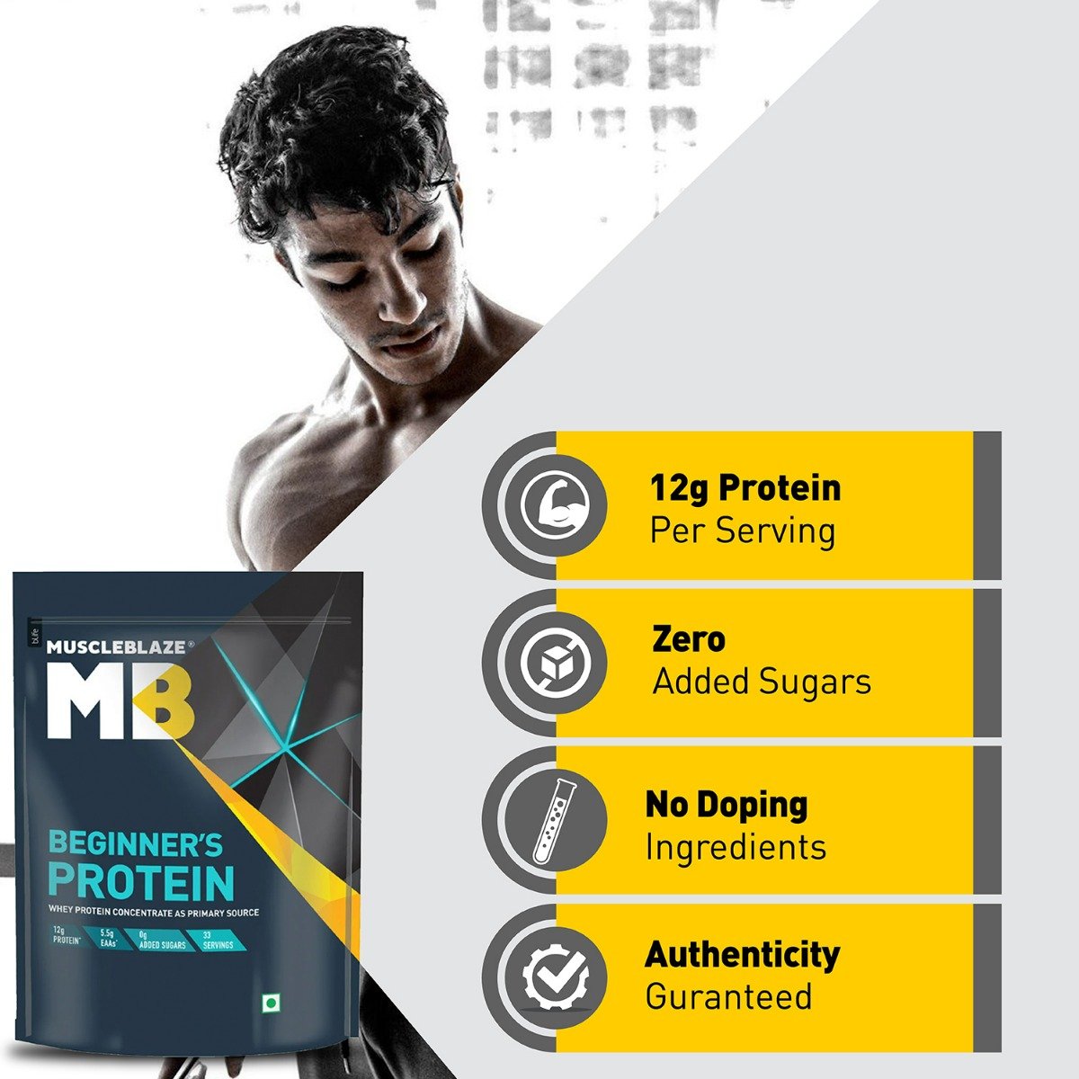 MuscleBlaze Beginner's Whey Protein Concentrate Chocolate Flavour Powder, 1 kg, Pack of 1 MuscleBlaze Beginner's Whey Protein Concentrate Chocolate Flavour Powder, 1 kg, Pack of 1