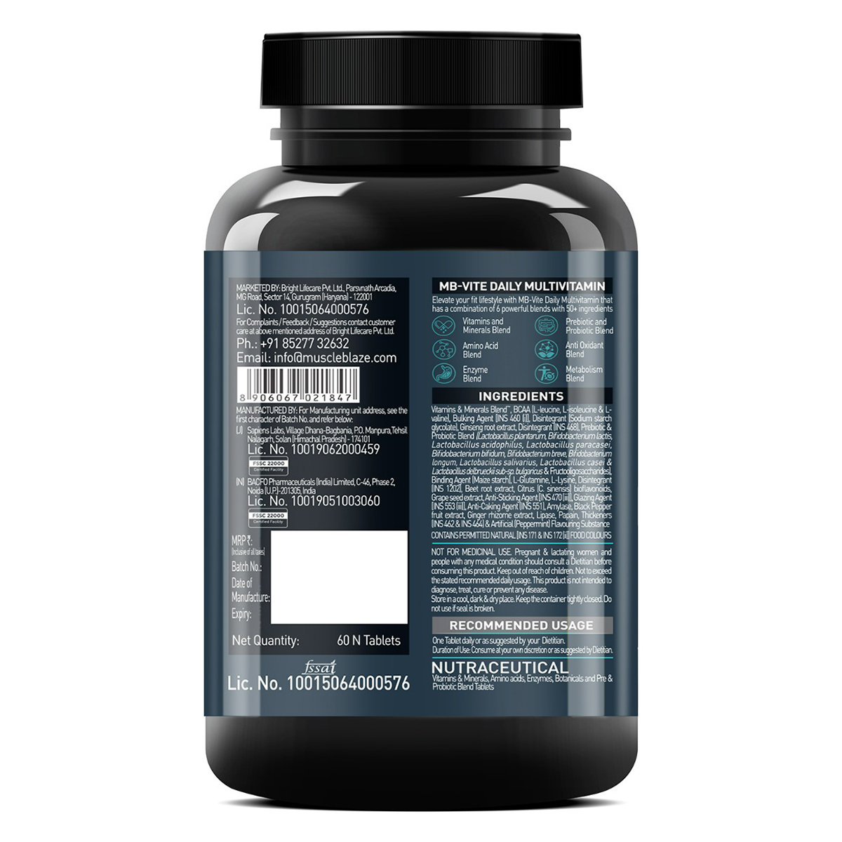 MuscleBlaze MB-VITE Daily Multivitamin, 60 tablets, Pack of 1 MuscleBlaze MB-VITE Daily Multivitamin, 60 tablets, Pack of 1