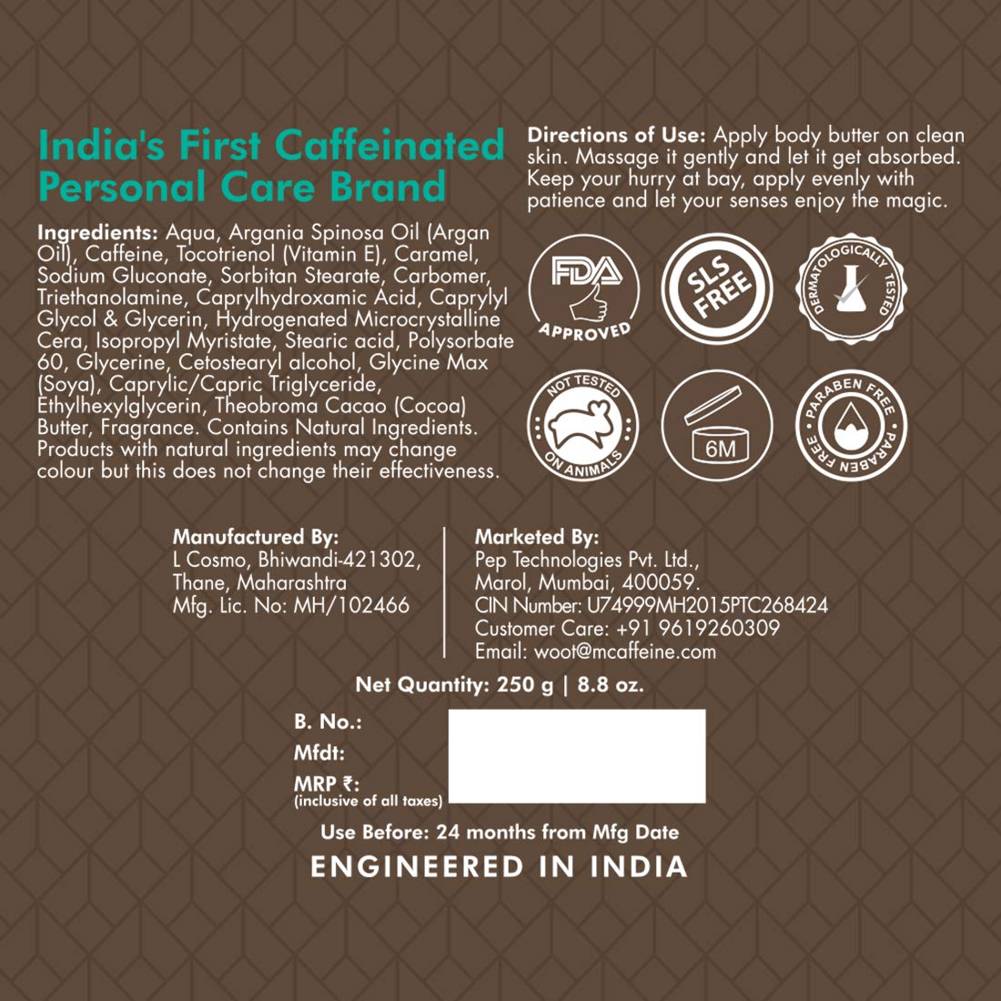 Mcaffeine Naked & Rich Choco Body Butter, 250 gm, Pack of 1 Mcaffeine Naked & Rich Choco Body Butter, 250 gm, Pack of 1