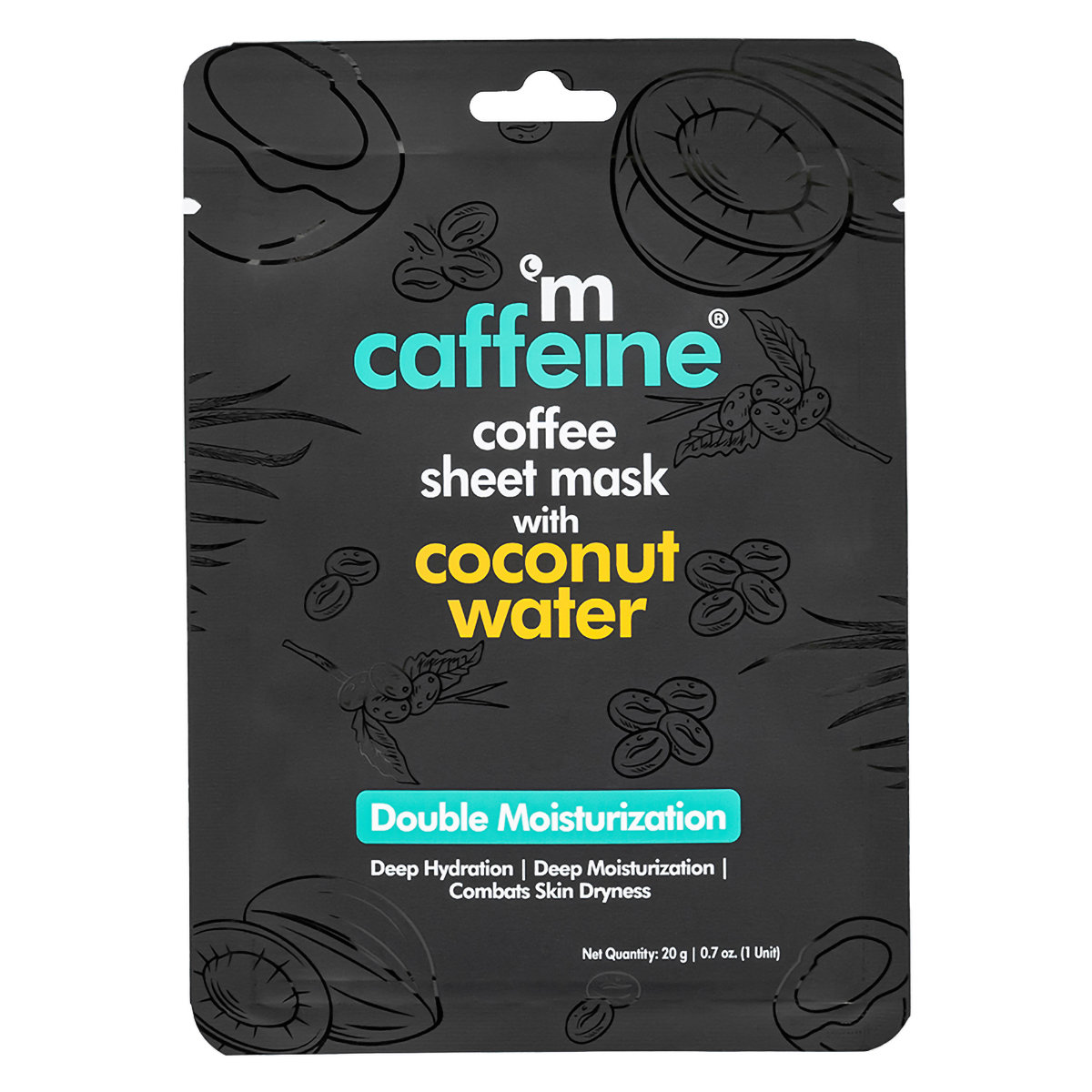 Mcaffeine Coffee Sheet Mask with Coconut Water 20 gm | For Double Moisturization With Coffee Extract, Coconut Water, Aloe Vera Extract & Caffiene | Deep Moisturistation |24hrs Of Skin Hydration | Fights Skin Dryness | Natural | For All Skin Type, Pack of 1 Mcaffeine Coffee Sheet Mask with Coconut Water 20 gm | For Double Moisturization With Coffee Extract, Coconut Water, Aloe Vera Extract & Caffiene | Deep Moisturistation |24hrs Of Skin Hydration | Fights Skin Dryness | Natural | For All Skin Type, Pack of 1