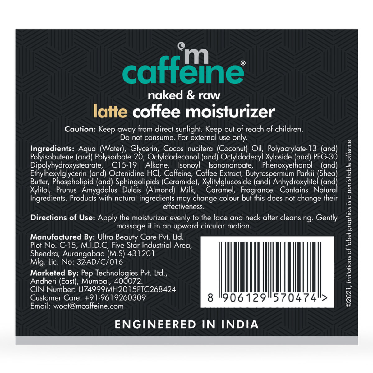 Mcaffeine Naked & Raw Latte Coffee Moisturizer 50 ml | Coffee with Shea Butter, Ceramide & Almond Milk | Deeply Moisturises Skin Upto 48 Hrs | Hydrates & Nourishes Dry Skin | Non Sticky Formula | For All Skin Type, Pack of 1 Mcaffeine Naked & Raw Latte Coffee Moisturizer 50 ml | Coffee with Shea Butter, Ceramide & Almond Milk | Deeply Moisturises Skin Upto 48 Hrs | Hydrates & Nourishes Dry Skin | Non Sticky Formula | For All Skin Type, Pack of 1
