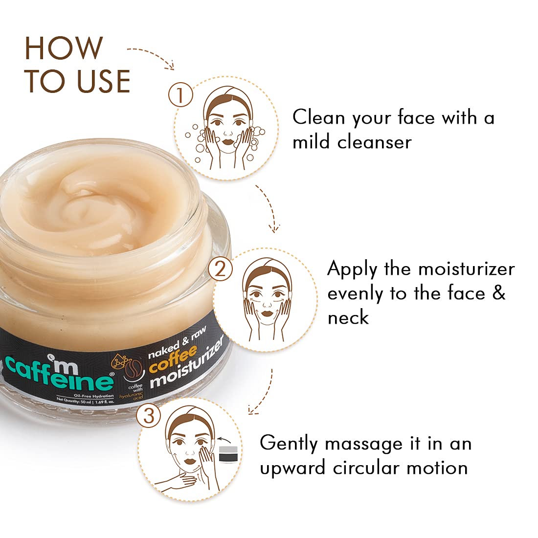 Mcaffeine Naked & Raw Coffee Moisturizer 50 ml | Coffee, Hyaluronic Acid & Pro Vitamin B5 | For 48 Hrs Of Moisturization | Oil Free Hydration | Lightweight & Non Sticky Formula | For All Skin Type, Pack of 1 Mcaffeine Naked & Raw Coffee Moisturizer 50 ml | Coffee, Hyaluronic Acid & Pro Vitamin B5 | For 48 Hrs Of Moisturization | Oil Free Hydration | Lightweight & Non Sticky Formula | For All Skin Type, Pack of 1