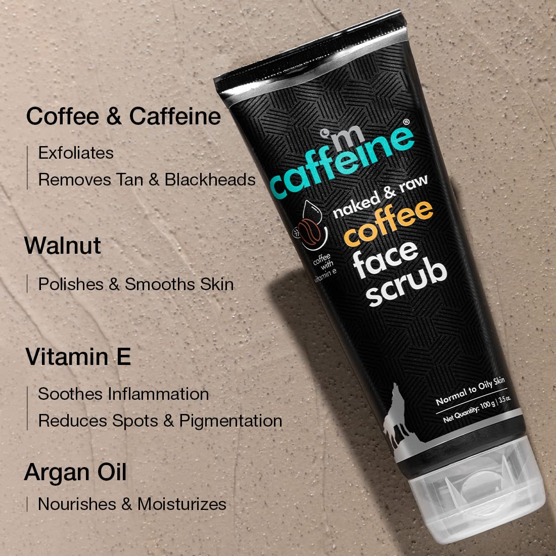 Mcaffeine Naked & Raw Coffee Face Scrub 100 gm | Coffee, Caffiene, Walnut, Argan Oil & Vitamin E | Gives fresh & Glowing Skin | Remove Tan & Blackheads | Controls Oil | Lightweight & Non-Greasy | Both Men & Women | For Normal To Oily Skin, All Skin Type, Pack of 1 Mcaffeine Naked & Raw Coffee Face Scrub 100 gm | Coffee, Caffiene, Walnut, Argan Oil & Vitamin E | Gives fresh & Glowing Skin | Remove Tan & Blackheads | Controls Oil | Lightweight & Non-Greasy | Both Men & Women | For Normal To Oily Skin, All Skin Type, Pack of 1
